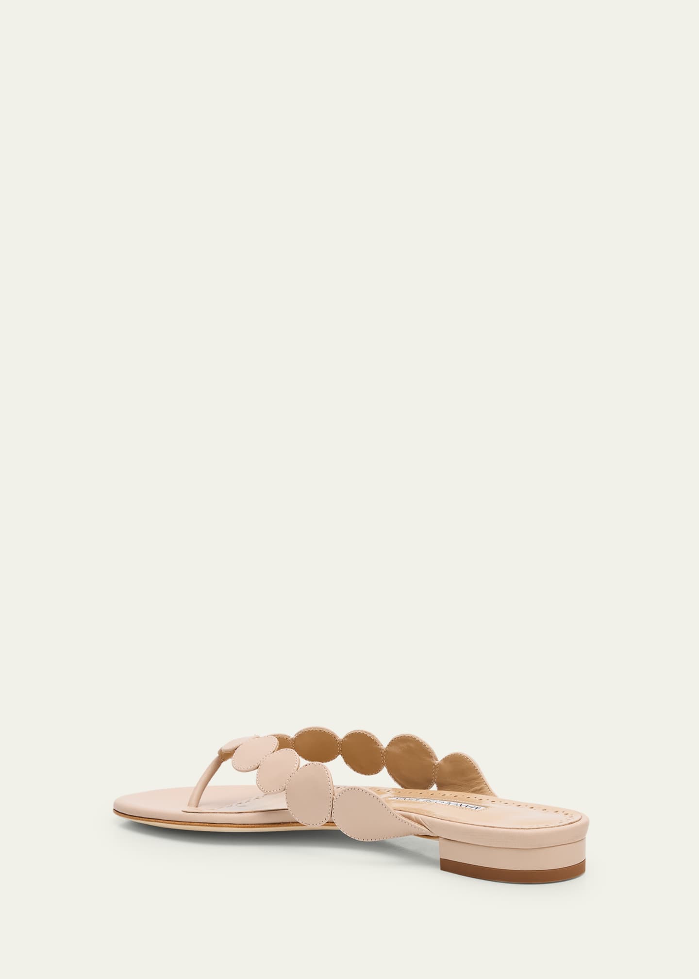 Manolo Blahnik Nour Circle Leather Flat Thong Sandals Image 4 of 6