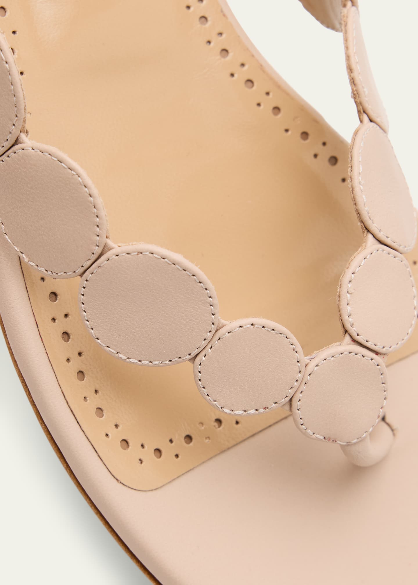 Manolo Blahnik Nour Circle Leather Flat Thong Sandals Image 5 of 6