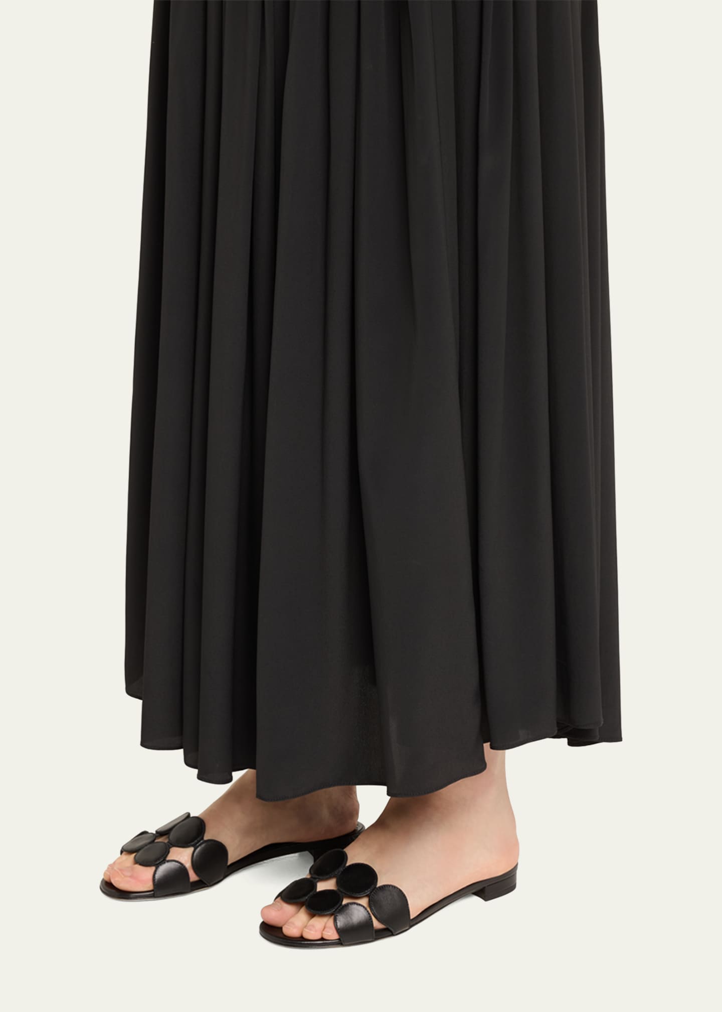Manolo Blahnik Circle-Cut Leather Flat Slide Sandals - Bergdorf