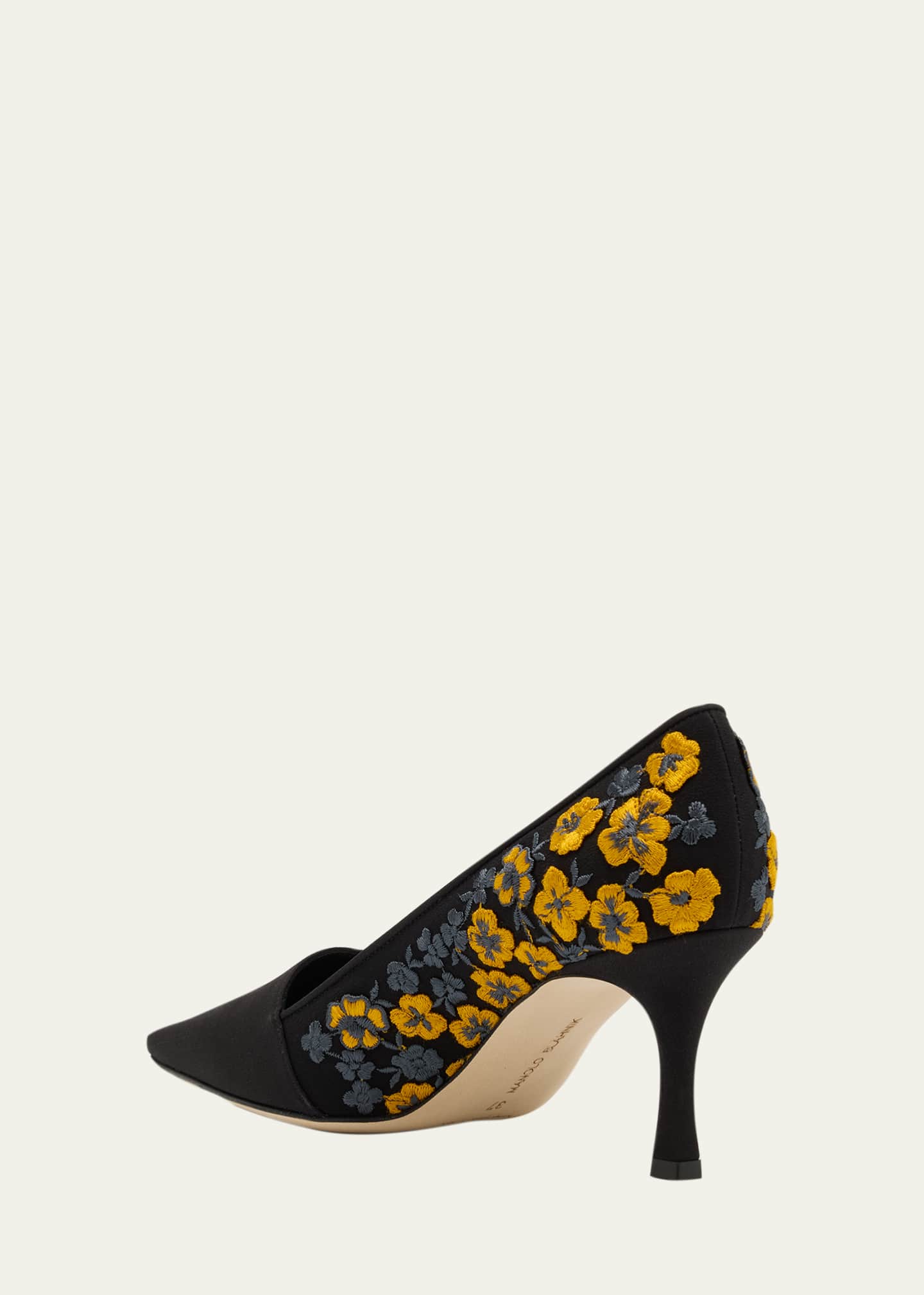 Manolo Blahnik Safiye Floral Embroidered Silk Pumps Image 4 of 6