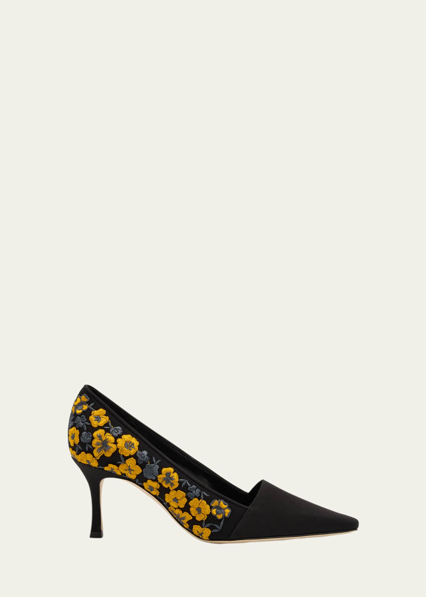 Manolo Blahnik Safiye Floral Embroidered Silk Pumps Image 1 of 6