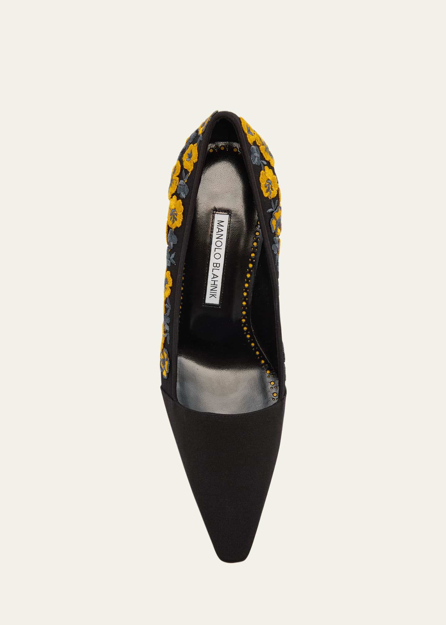 Manolo Blahnik Safiye Floral Embroidered Silk Pumps Image 5 of 6