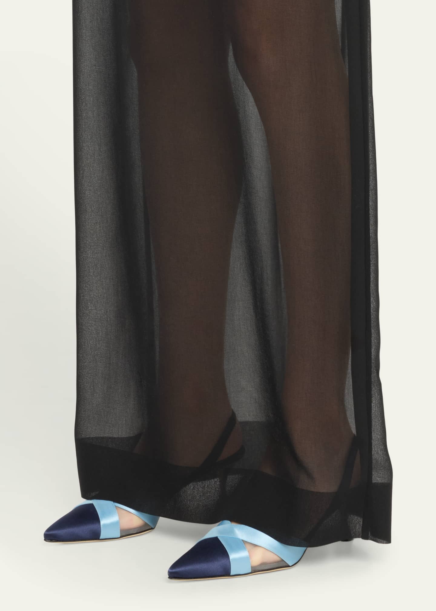 Bicolor Silk Halter Slingback Pumps