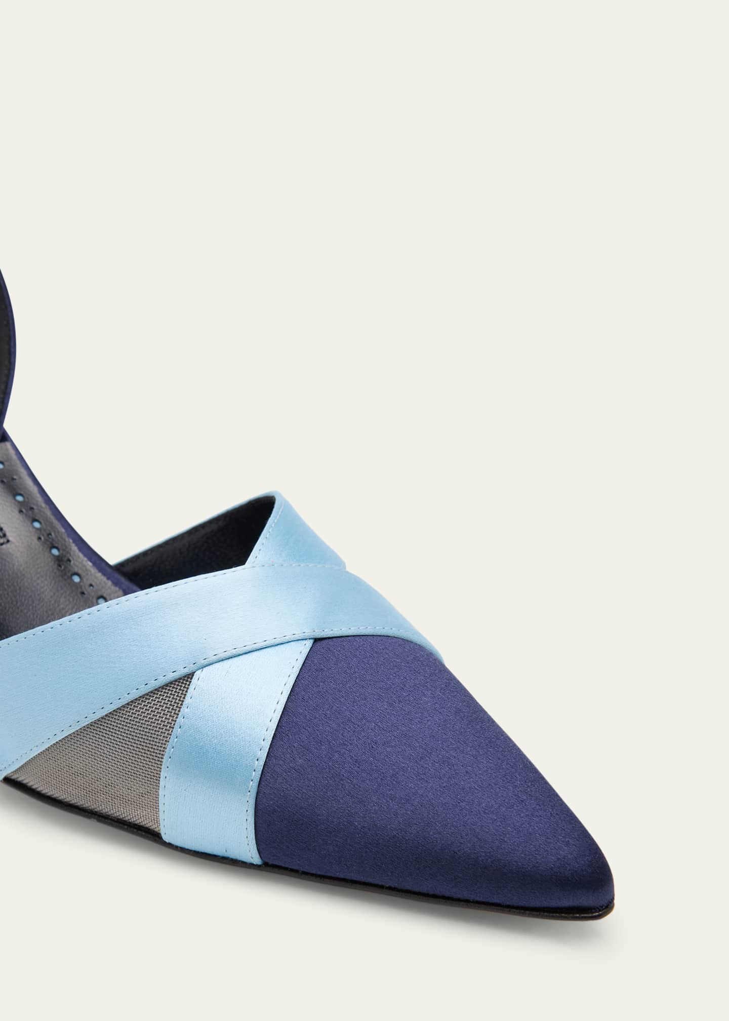 Bicolor Silk Halter Slingback Pumps
