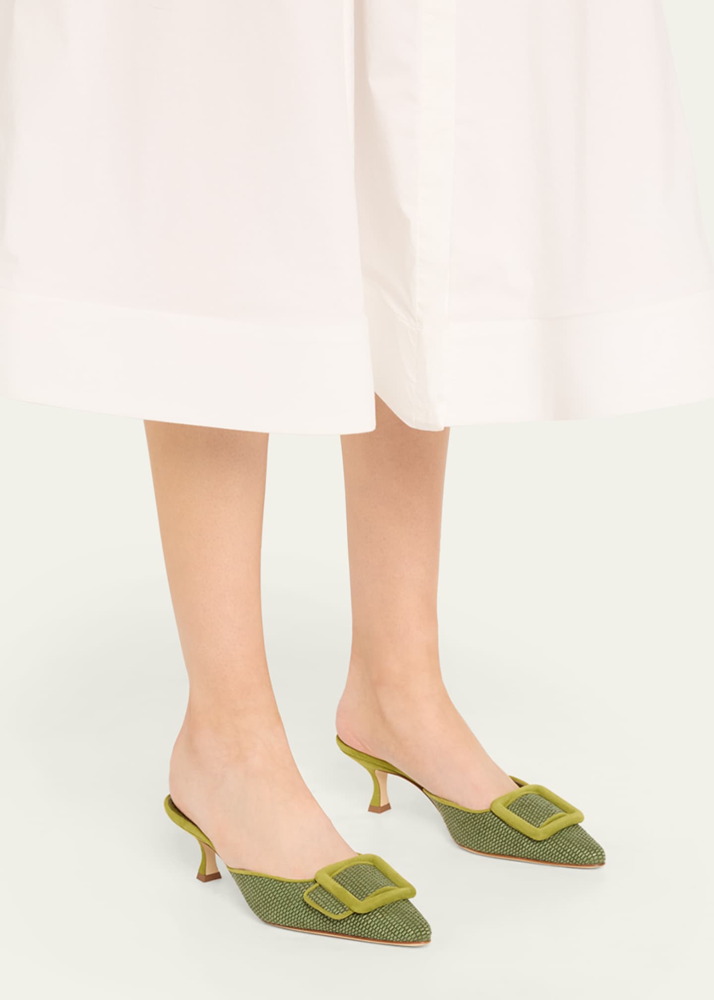 Manolo Blahnik Maysale Woven Buckle Mule Pumps Image 2 of 6