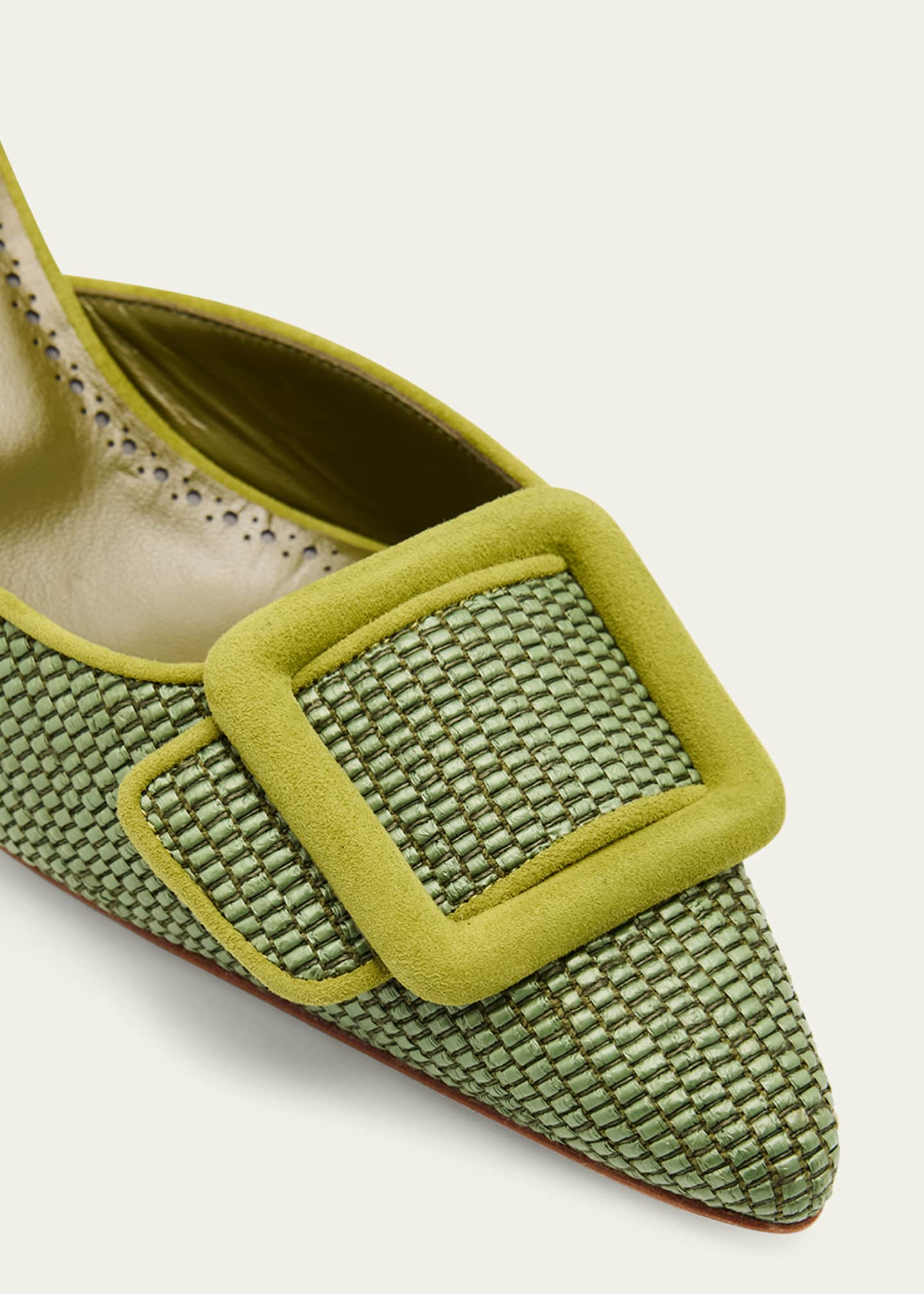 Manolo Blahnik Maysale Woven Buckle Mule Pumps Image 5 of 6