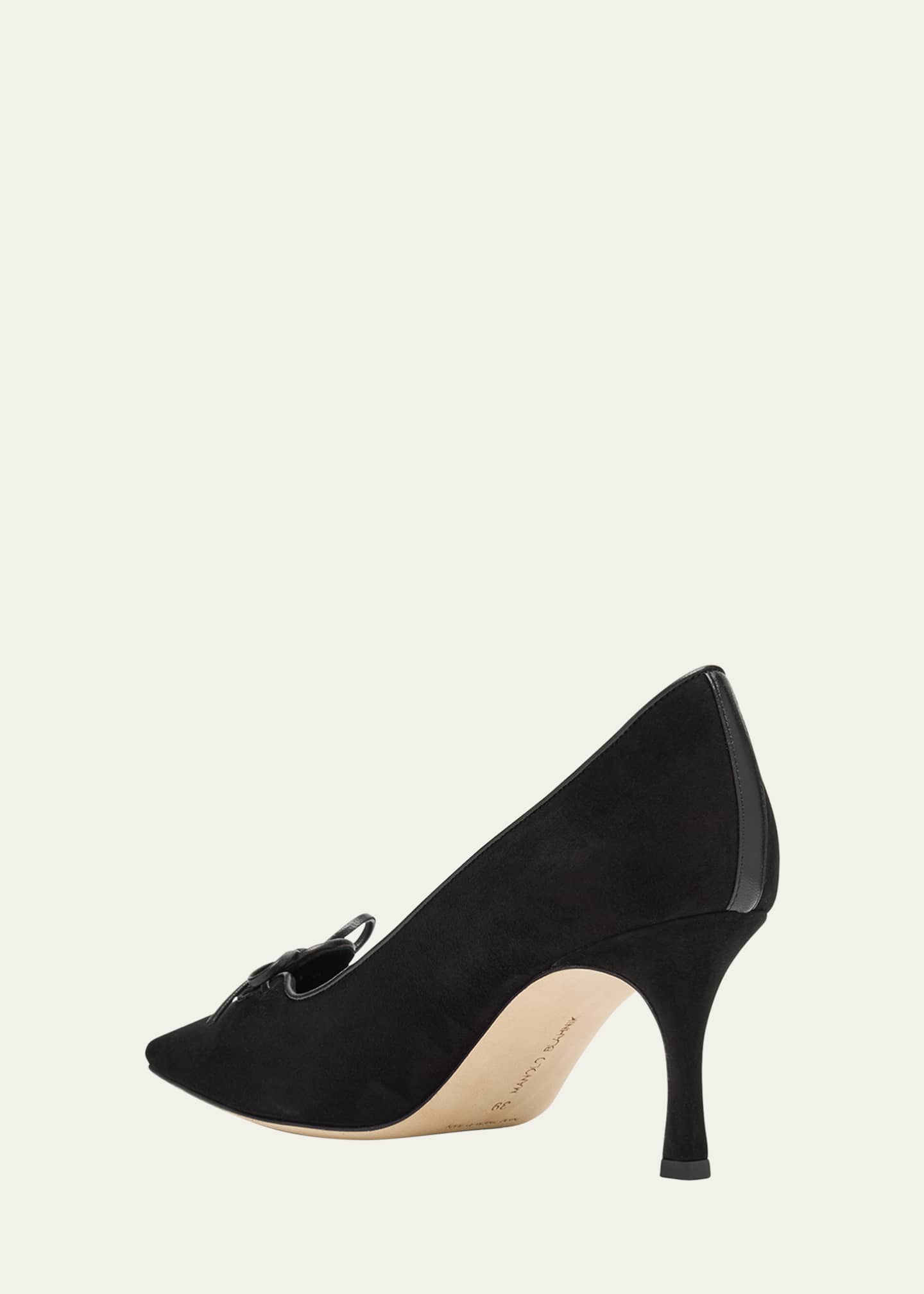 Manolo Blahnik Zaman Suede Bicolor Lace-Up Pumps Image 4 of 6