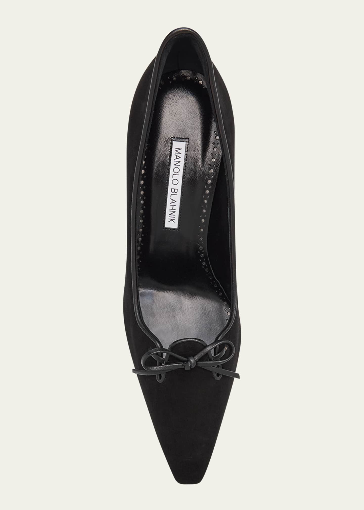 Manolo Blahnik Zaman Suede Bicolor Lace-Up Pumps Image 6 of 6