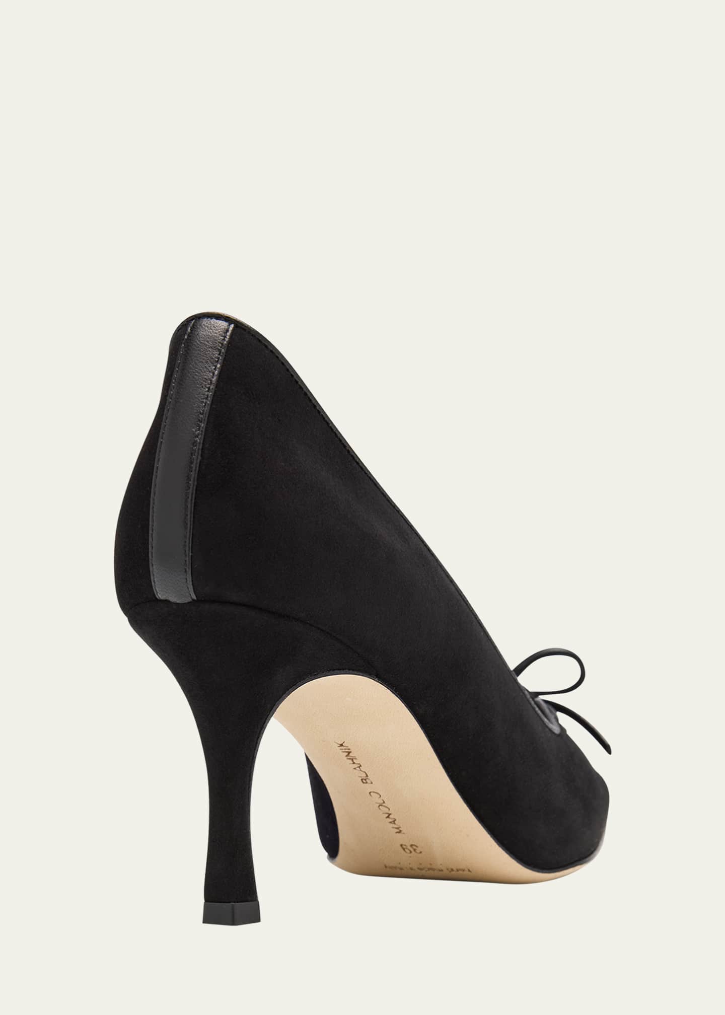 Manolo Blahnik Zaman Suede Bicolor Lace-Up Pumps Image 5 of 6