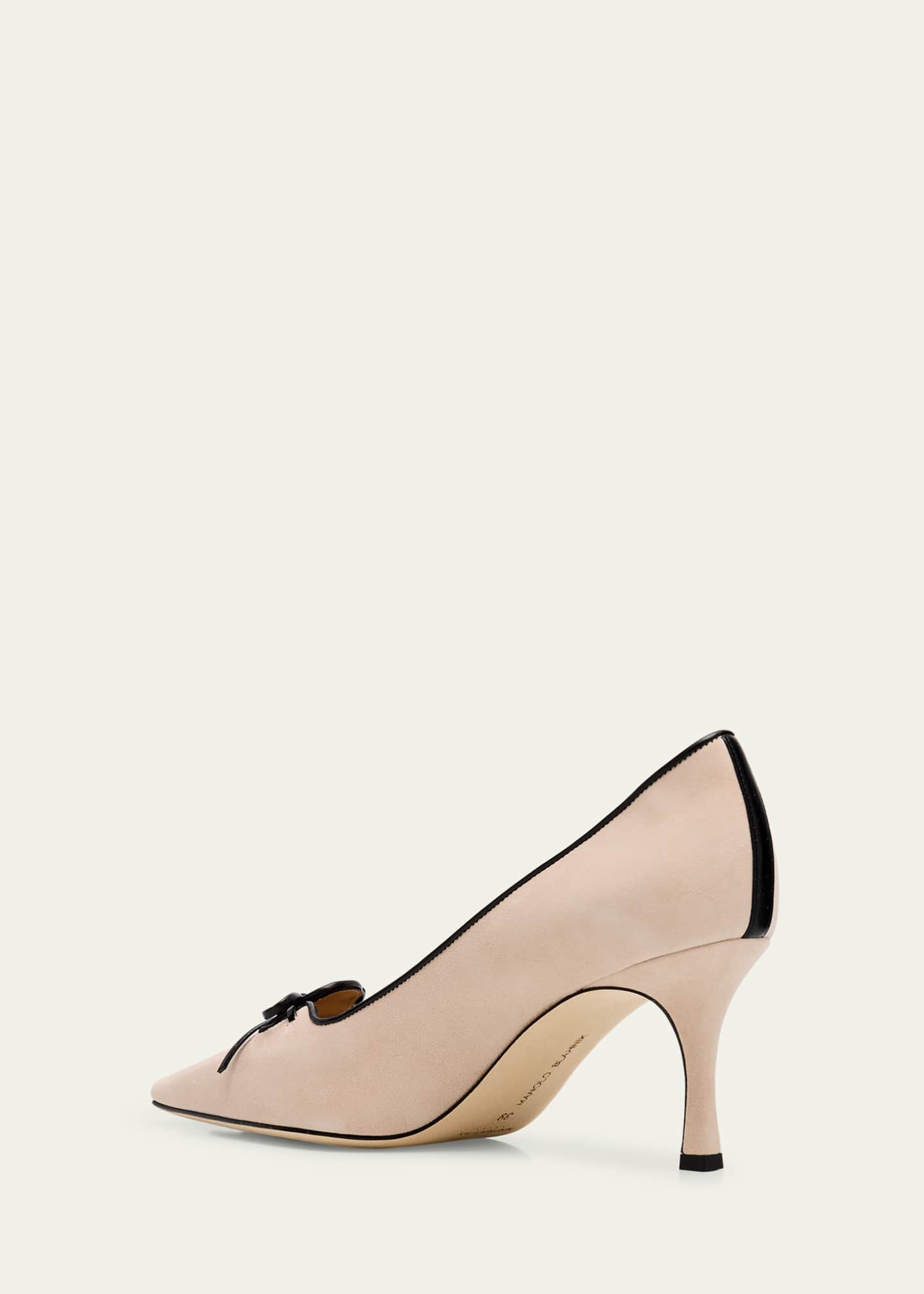 Manolo Blahnik Zaman Suede Bicolor Lace-Up Pumps Image 4 of 6