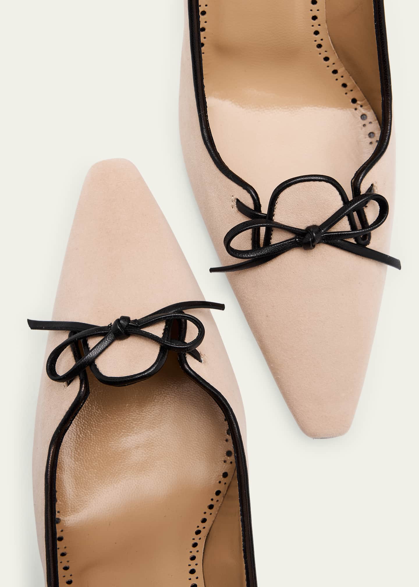 Manolo Blahnik Zaman Suede Bicolor Lace-Up Pumps Image 6 of 6