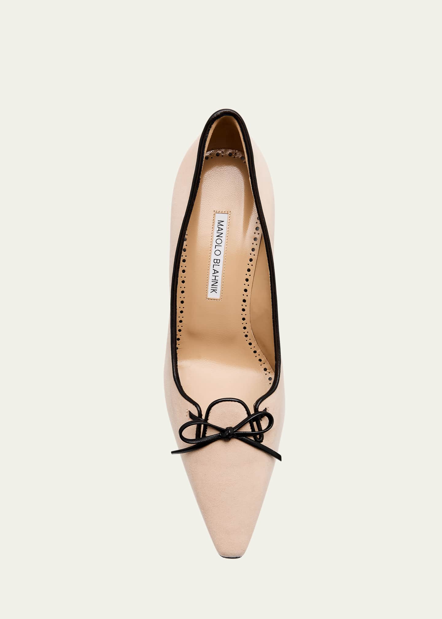 Manolo Blahnik Zaman Suede Bicolor Lace-Up Pumps Image 5 of 6