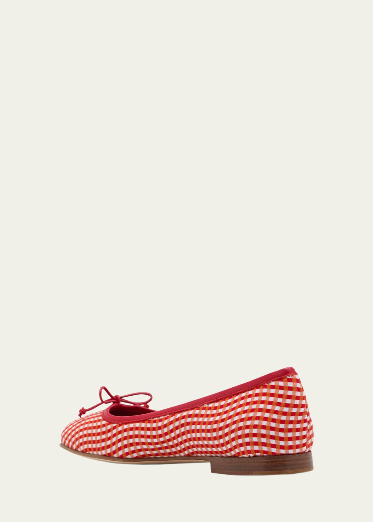Manolo Blahnik Veralli Check Cotton Bow Ballerina Flats Image 4 of 6