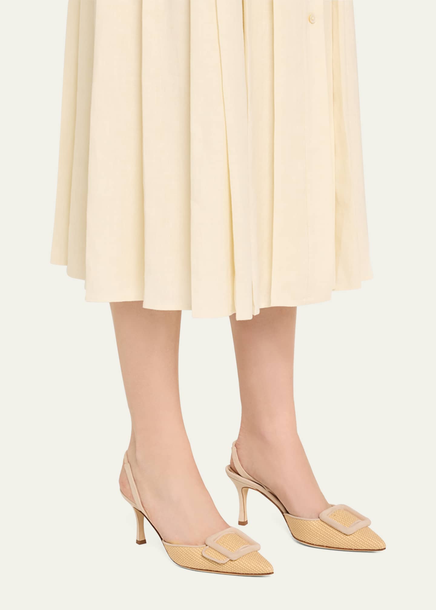 Manolo Blahnik Maysli Woven Buckle Slingback Pumps Image 2 of 6