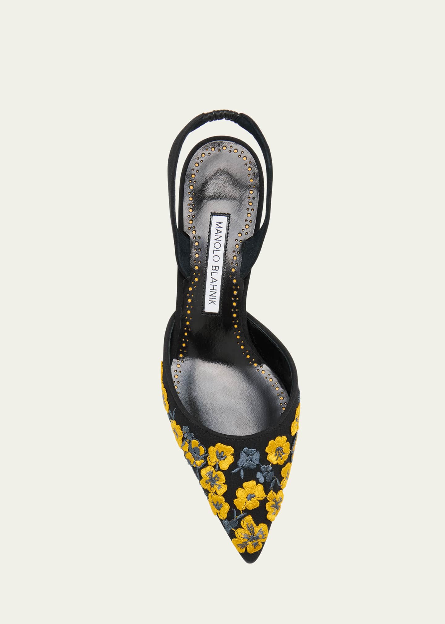Manolo Blahnik Carolyne Embroidered Satin Slingback Pumps Image 6 of 6
