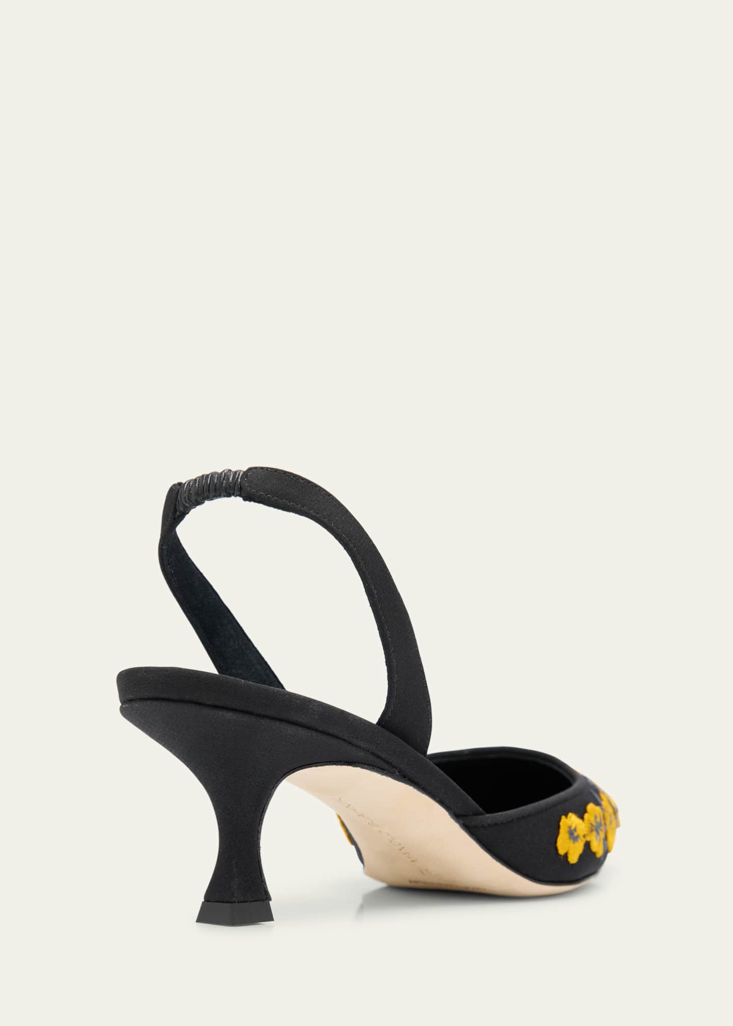 Manolo Blahnik Carolyne Embroidered Satin Slingback Pumps Image 5 of 6