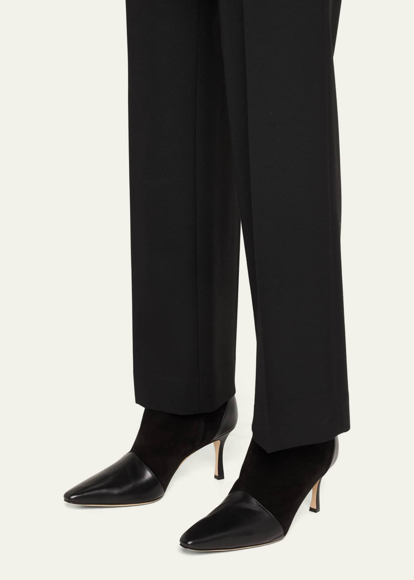 Manolo Blahnik Mixed Leather Kitten Booties Image 2 of 6