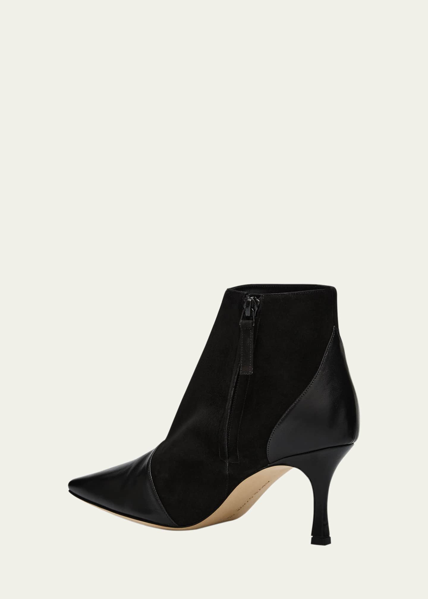 Manolo Blahnik Mixed Leather Kitten Booties Image 4 of 6