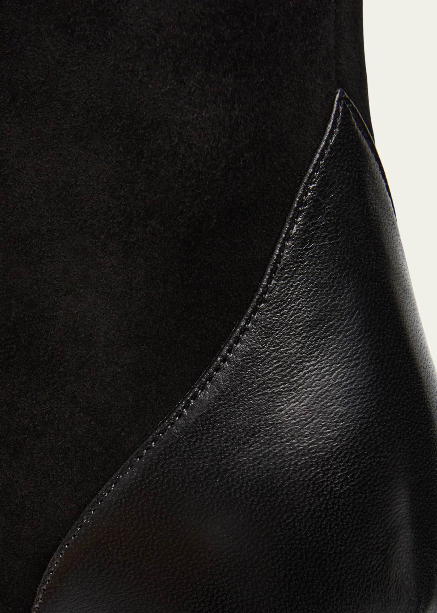 Manolo Blahnik Mixed Leather Kitten Booties Image 5 of 6