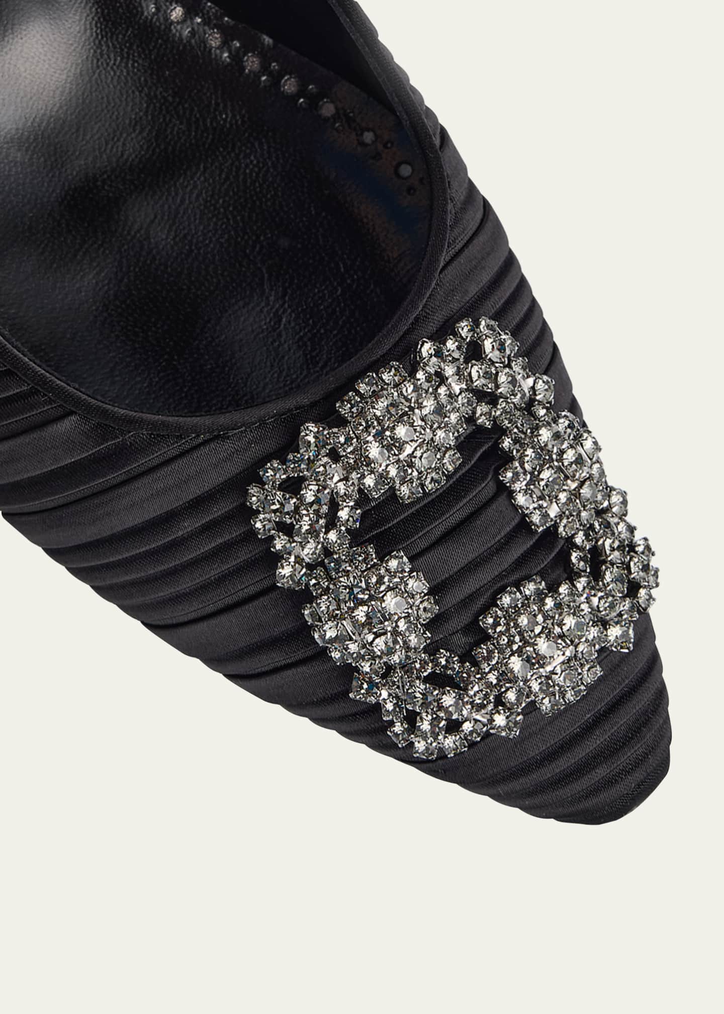 Manolo Blahnik Hangisi Pleated Satin Buckle Ballerina Flats Image 5 of 6