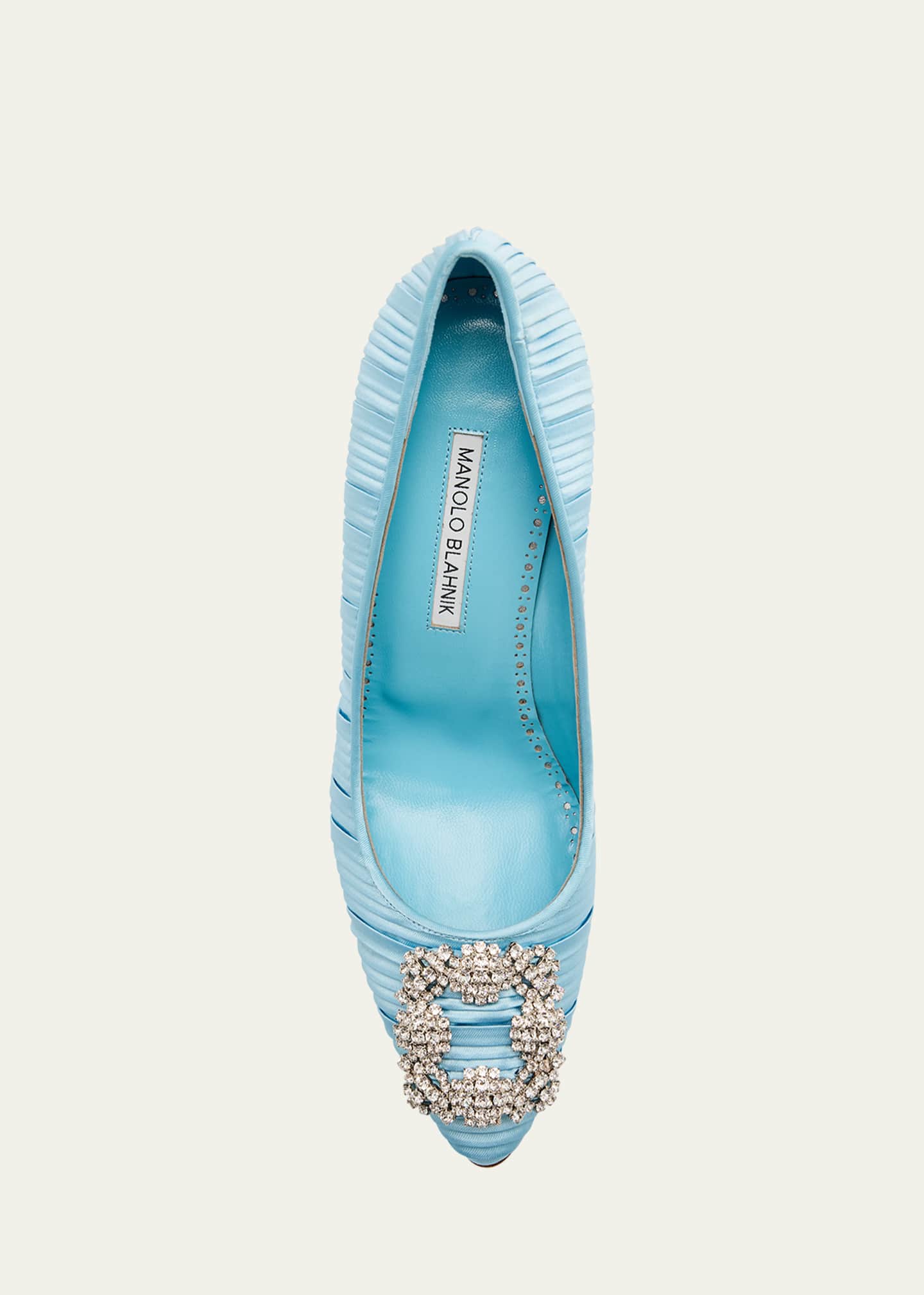 Manolo Blahnik Hangisi Pleated Satin Buckle Pumps Image 5 of 5