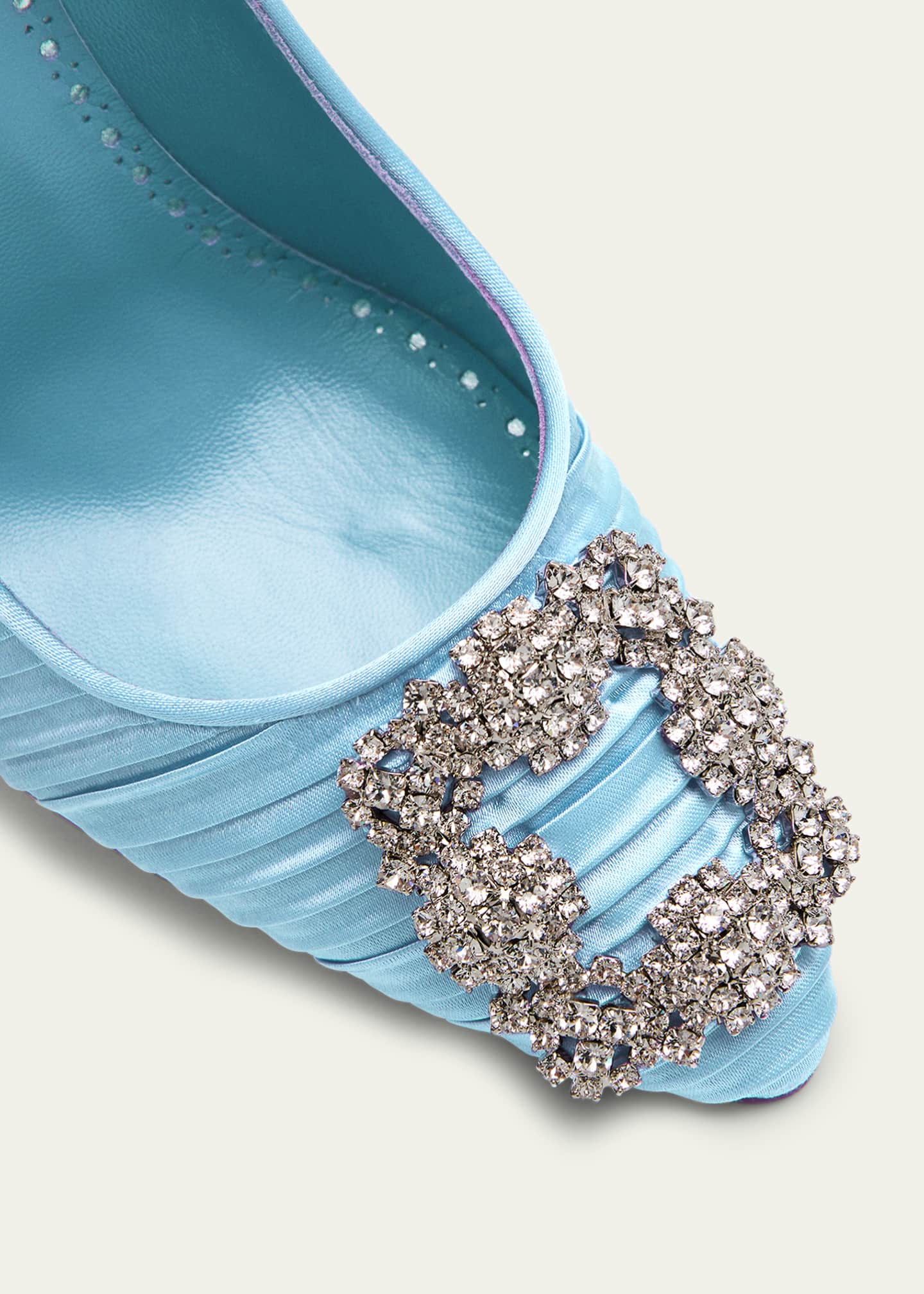 Manolo Blahnik Hangisi Pleated Satin Buckle Pumps Image 4 of 5