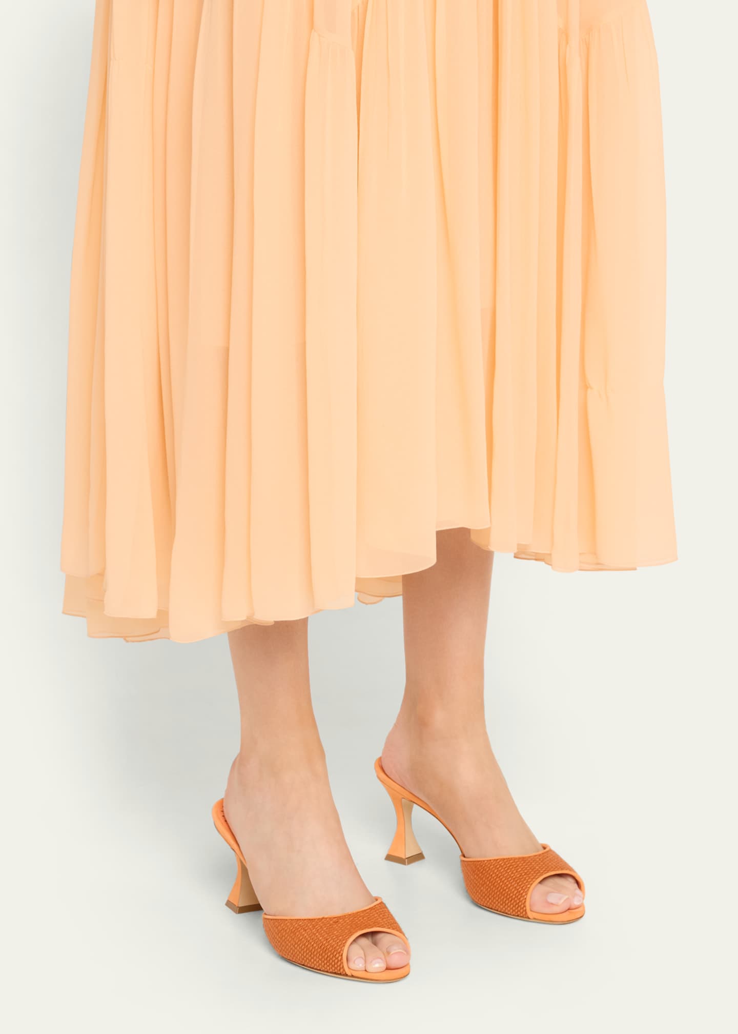 Manolo Blahnik Jadara Woven Peep-Toe Slide Sandals Image 2 of 6