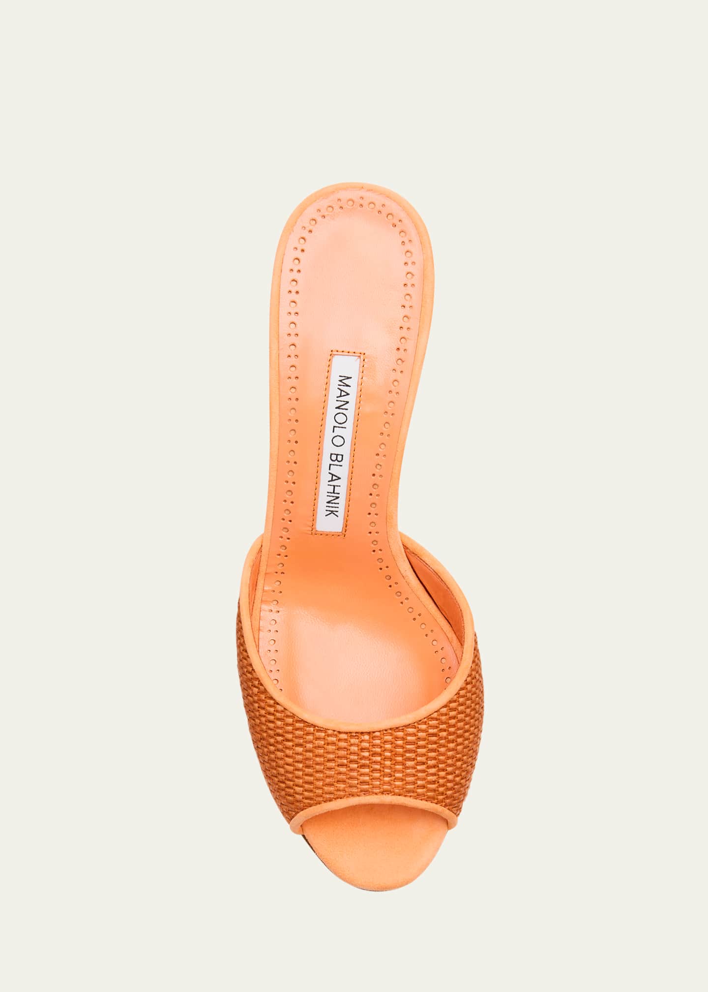 Manolo Blahnik Jadara Woven Peep-Toe Slide Sandals Image 6 of 6
