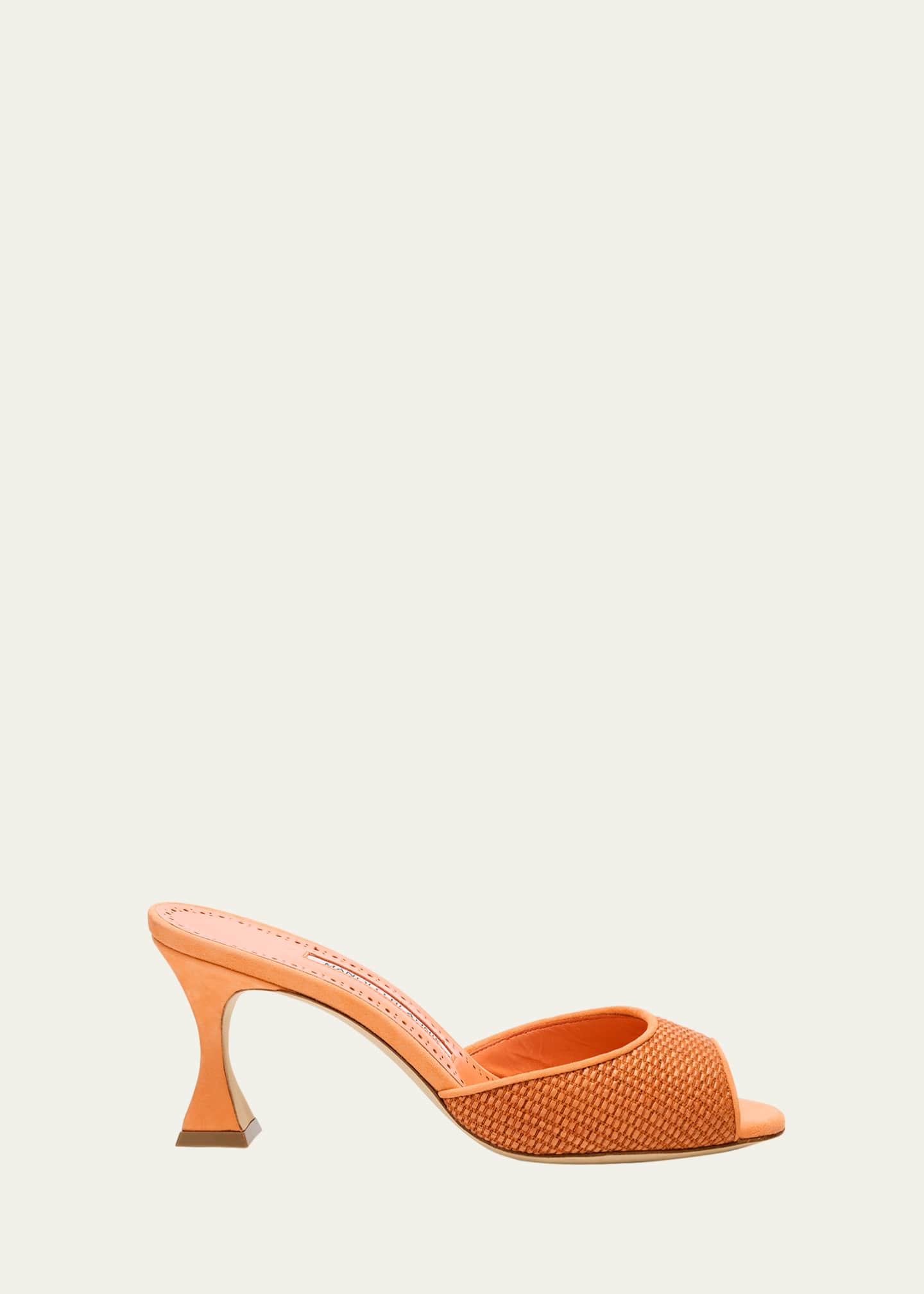 Manolo Blahnik Jadara Woven Peep-Toe Slide Sandals Image 1 of 6