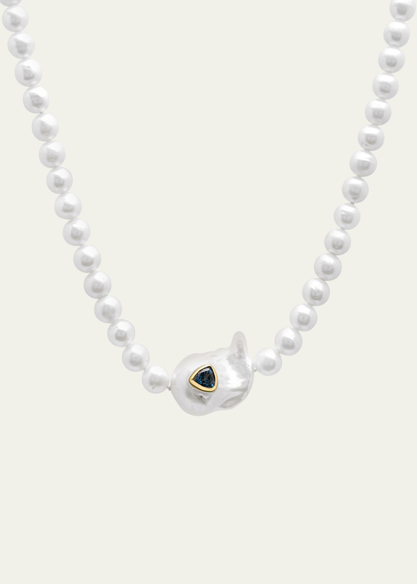 Paige Novick Sweet Tart Baroque Pearl Choker Necklace with Blue Topaz ...