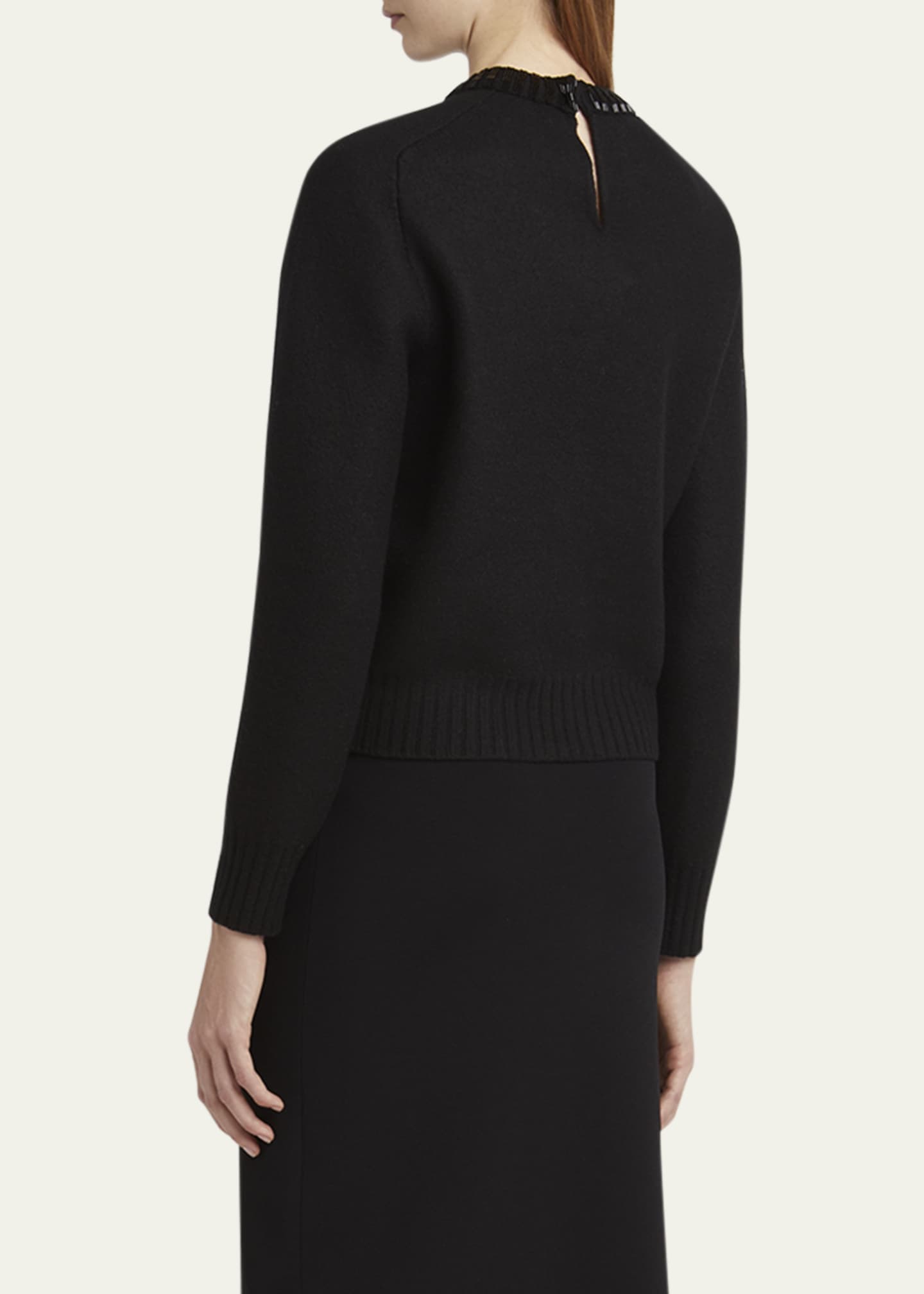 Jil Sander Cruise Beaded Shrunken Fit Wool Sweater Image 3 of 5