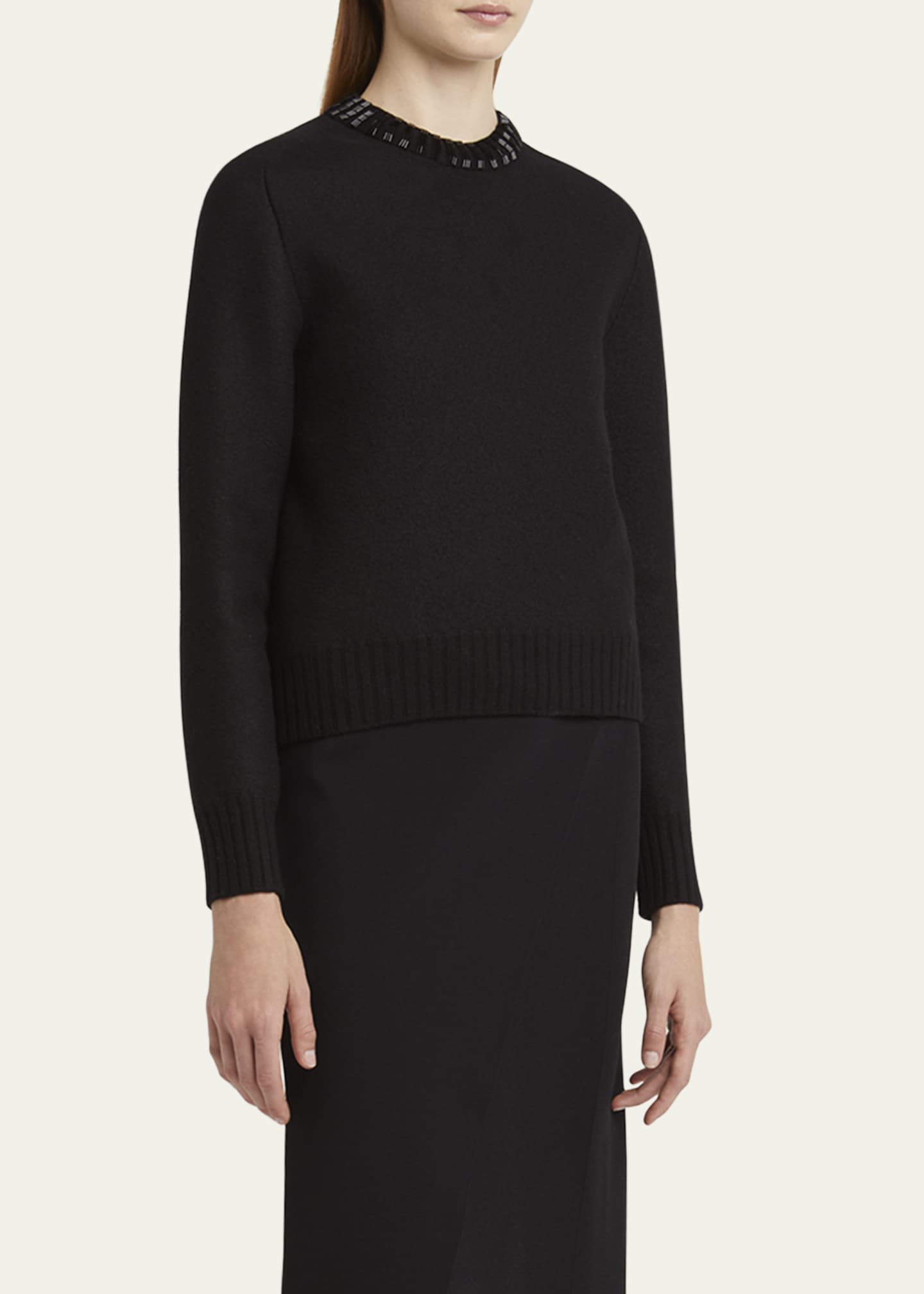 Jil Sander Cruise Beaded Shrunken Fit Wool Sweater Image 4 of 5