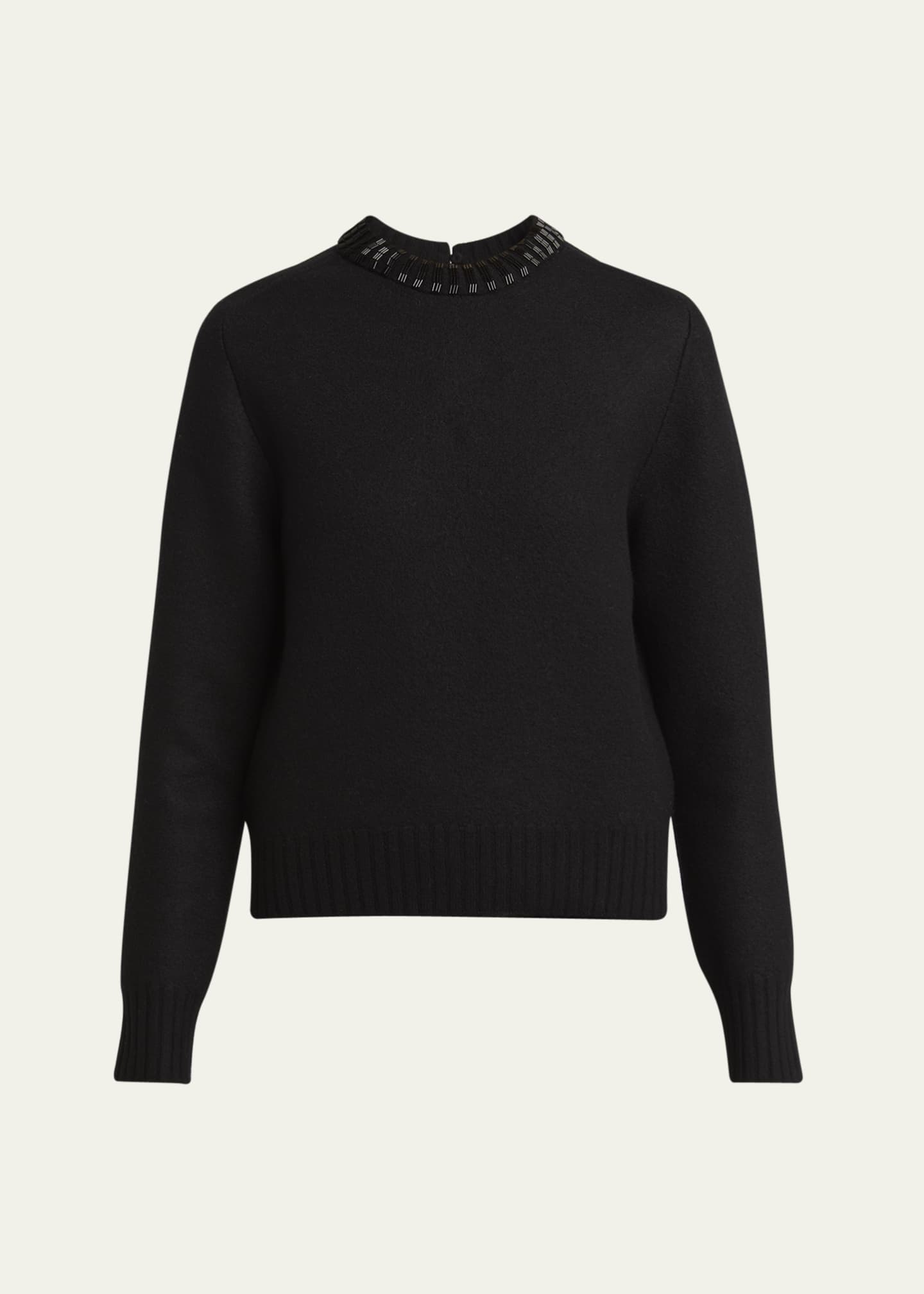 Jil Sander Cruise Beaded Shrunken Fit Wool Sweater Image 1 of 5