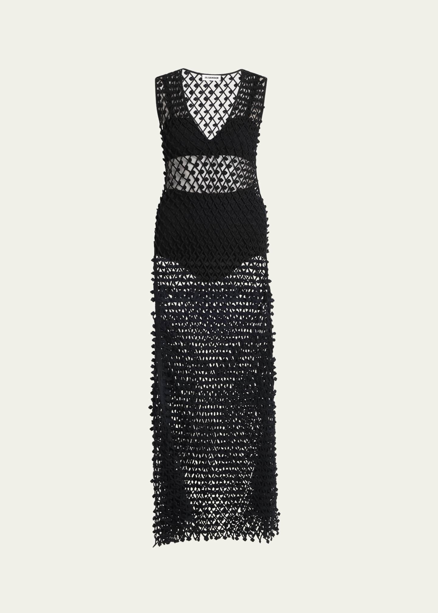 Jil Sander Long Embroidered Net Dress Image 1 of 5