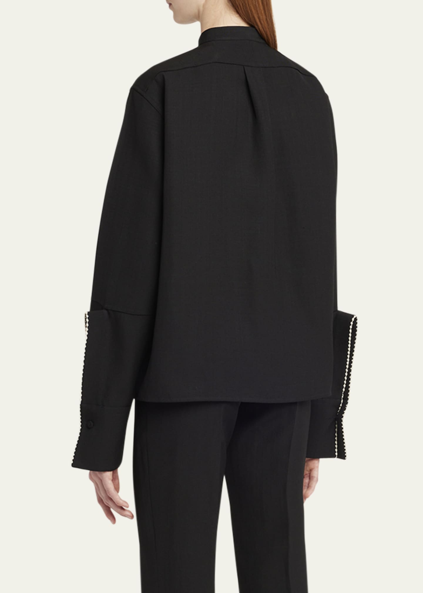 Jil Sander Embroidered Trim Button Down Blouse Image 3 of 5