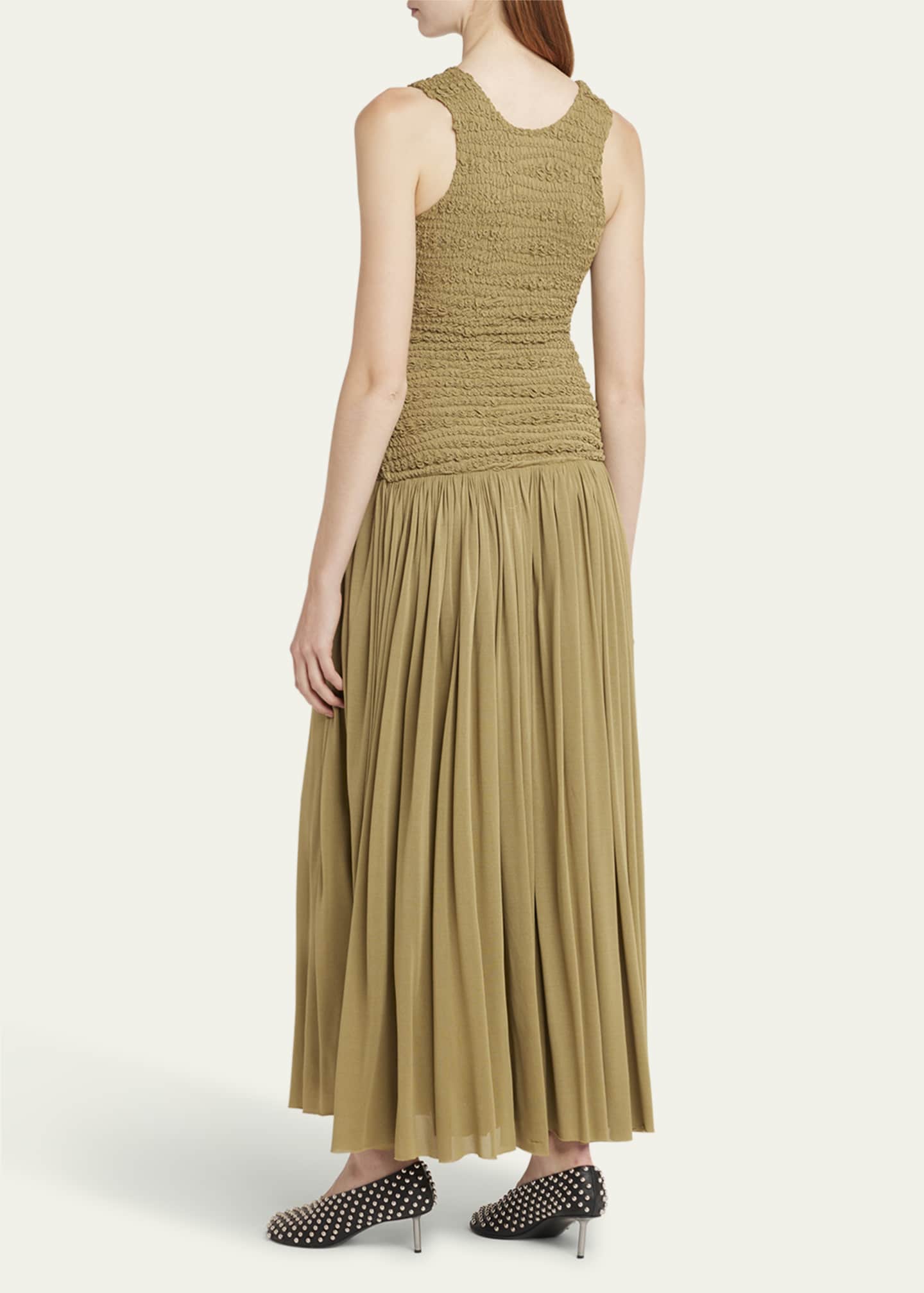 Jil Sander Long Textured Pleated Dress Image 3 of 5