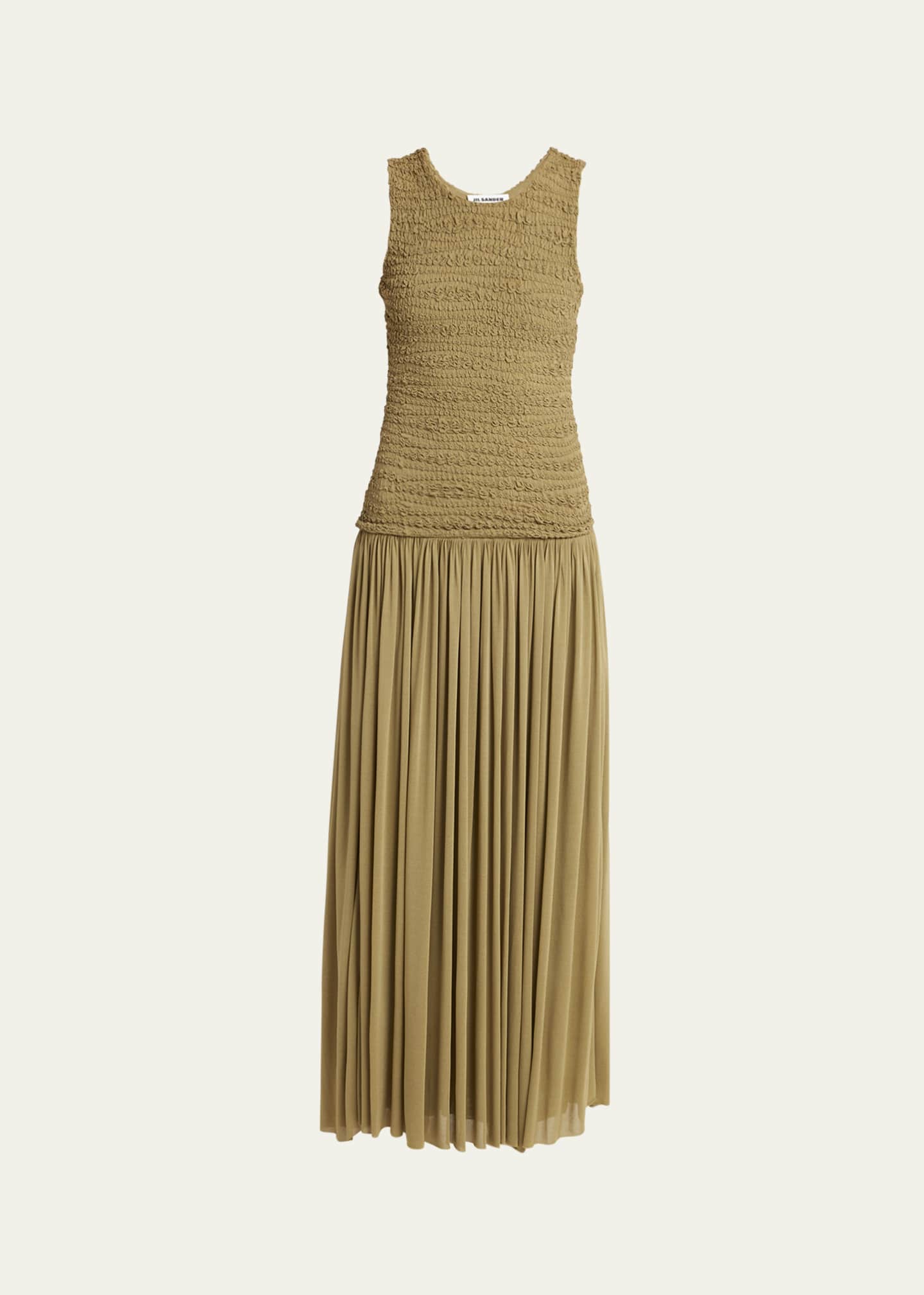 Jil Sander Long Textured Pleated Dress Image 1 of 5