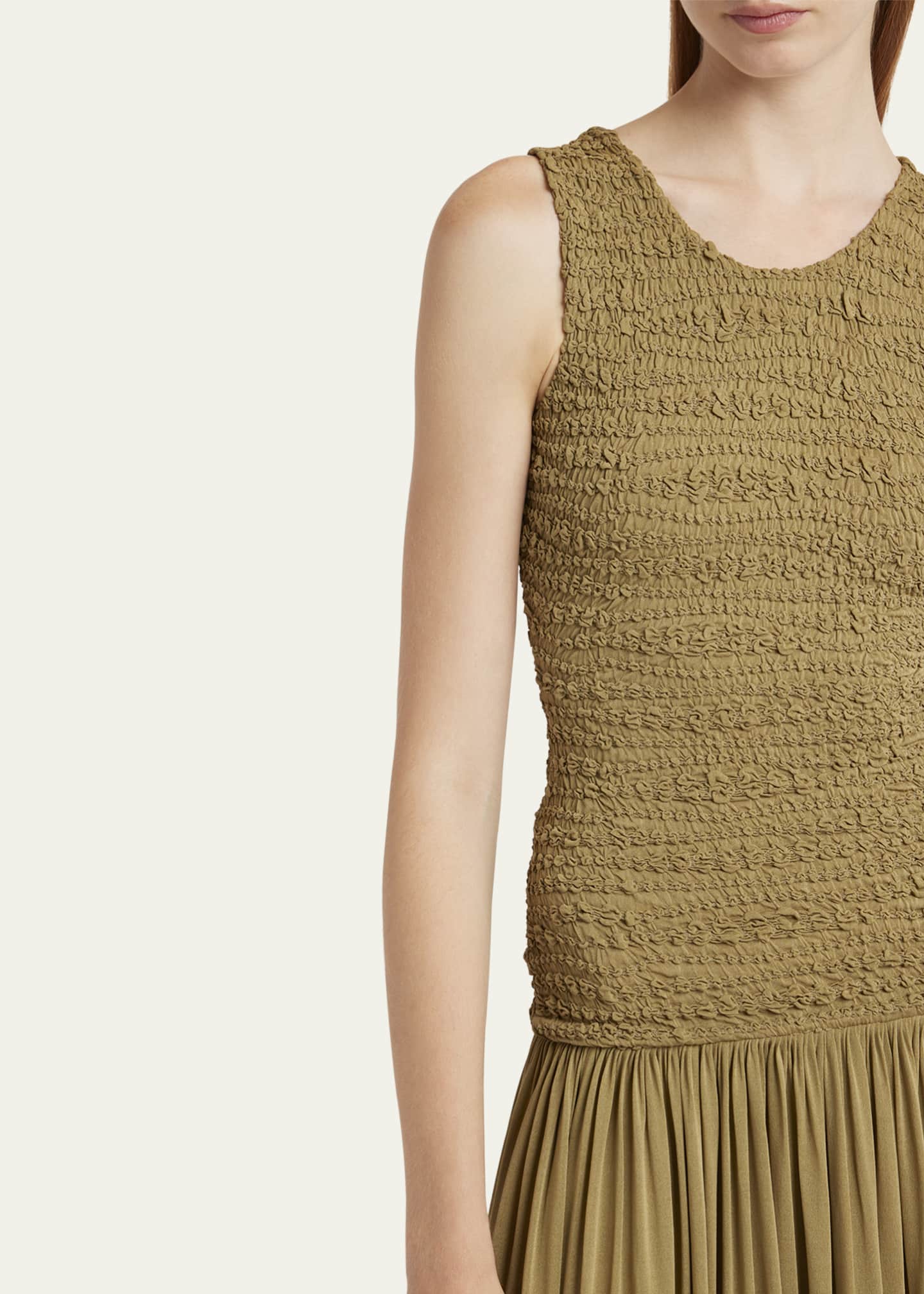 Jil Sander Long Textured Pleated Dress Image 5 of 5