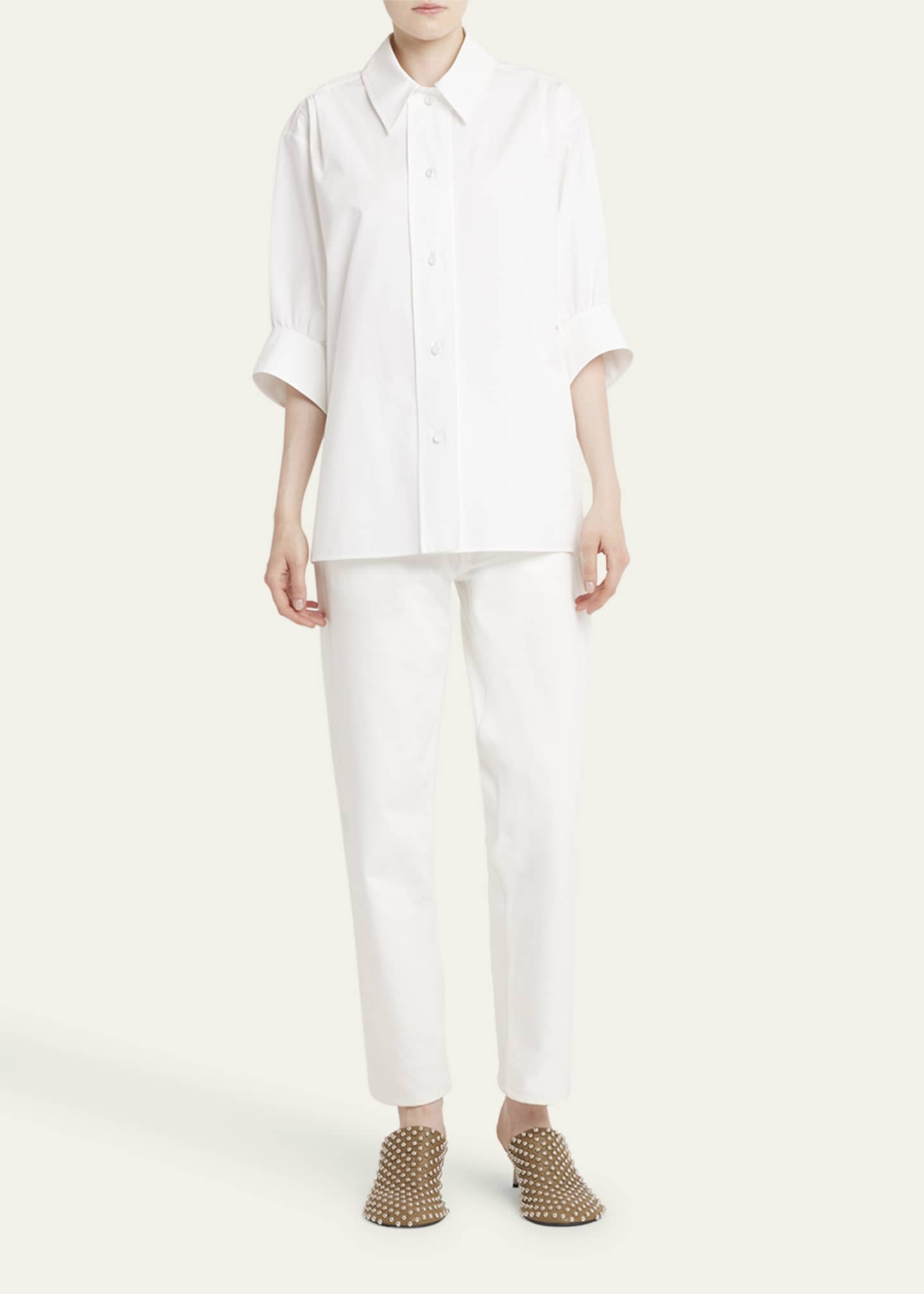 Jil Sander Three-Quarter Sleeve Poplin Blouse Image 2 of 5