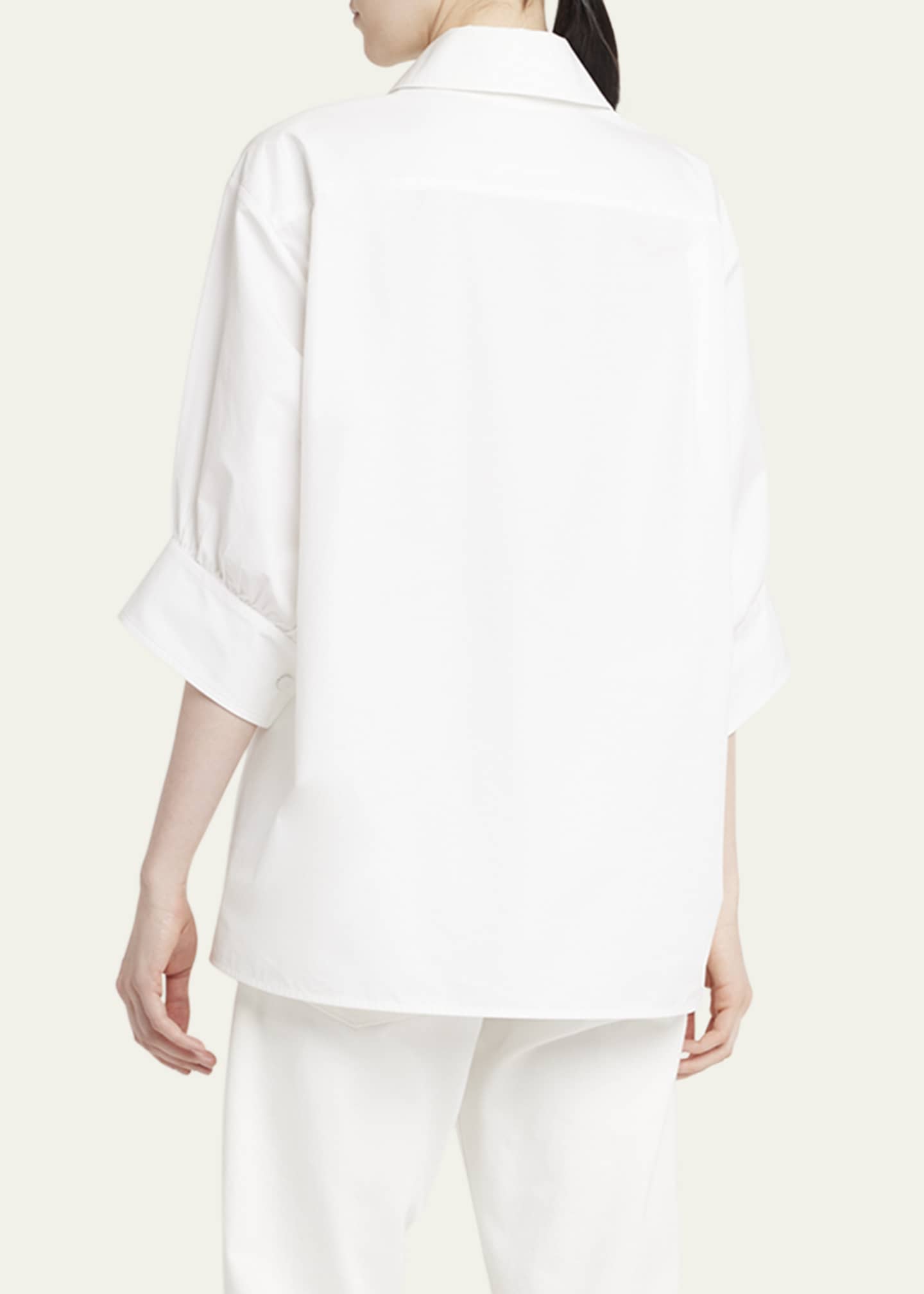 Jil Sander Three-Quarter Sleeve Poplin Blouse Image 3 of 5