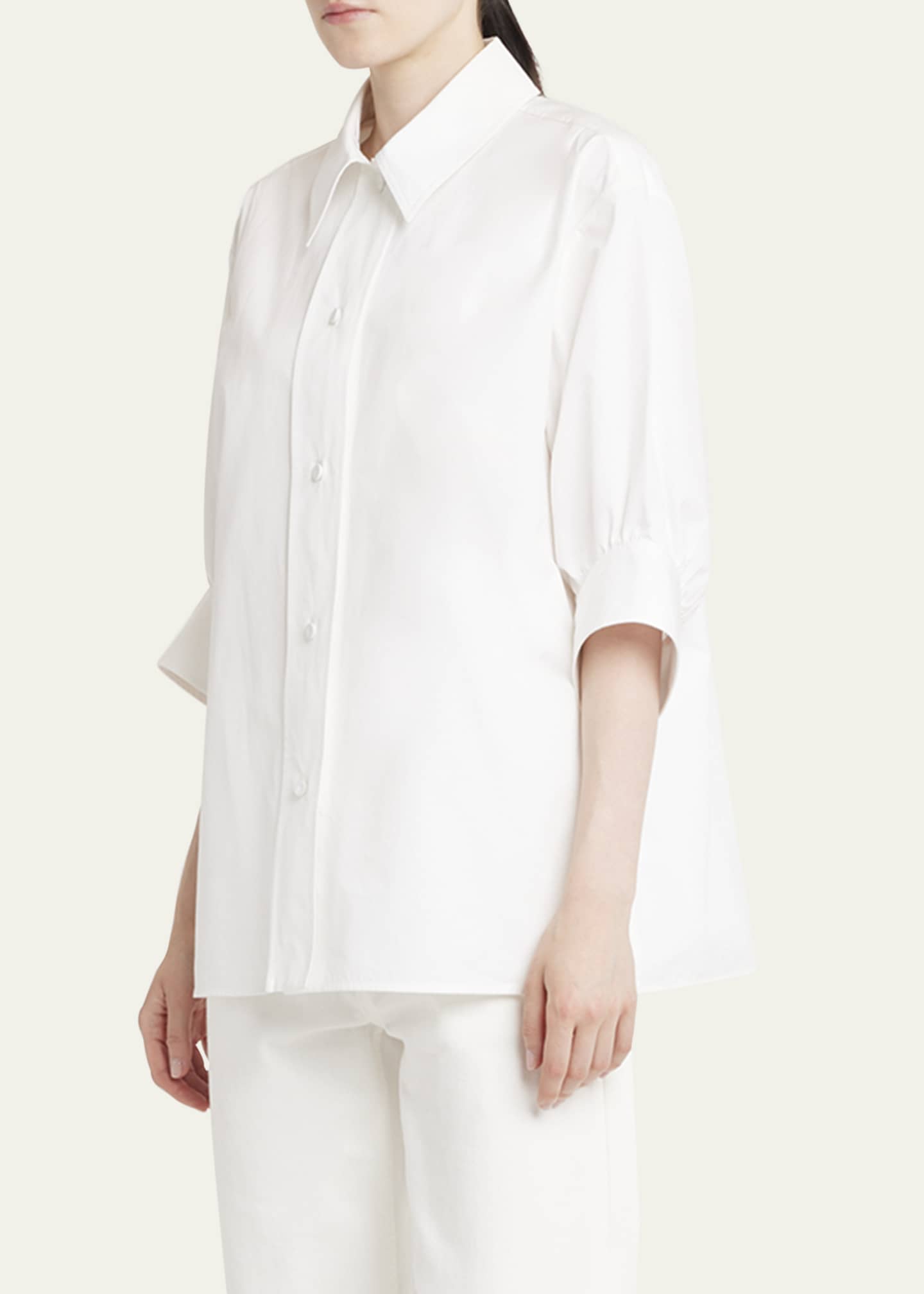 Jil Sander Three-Quarter Sleeve Poplin Blouse Image 4 of 5