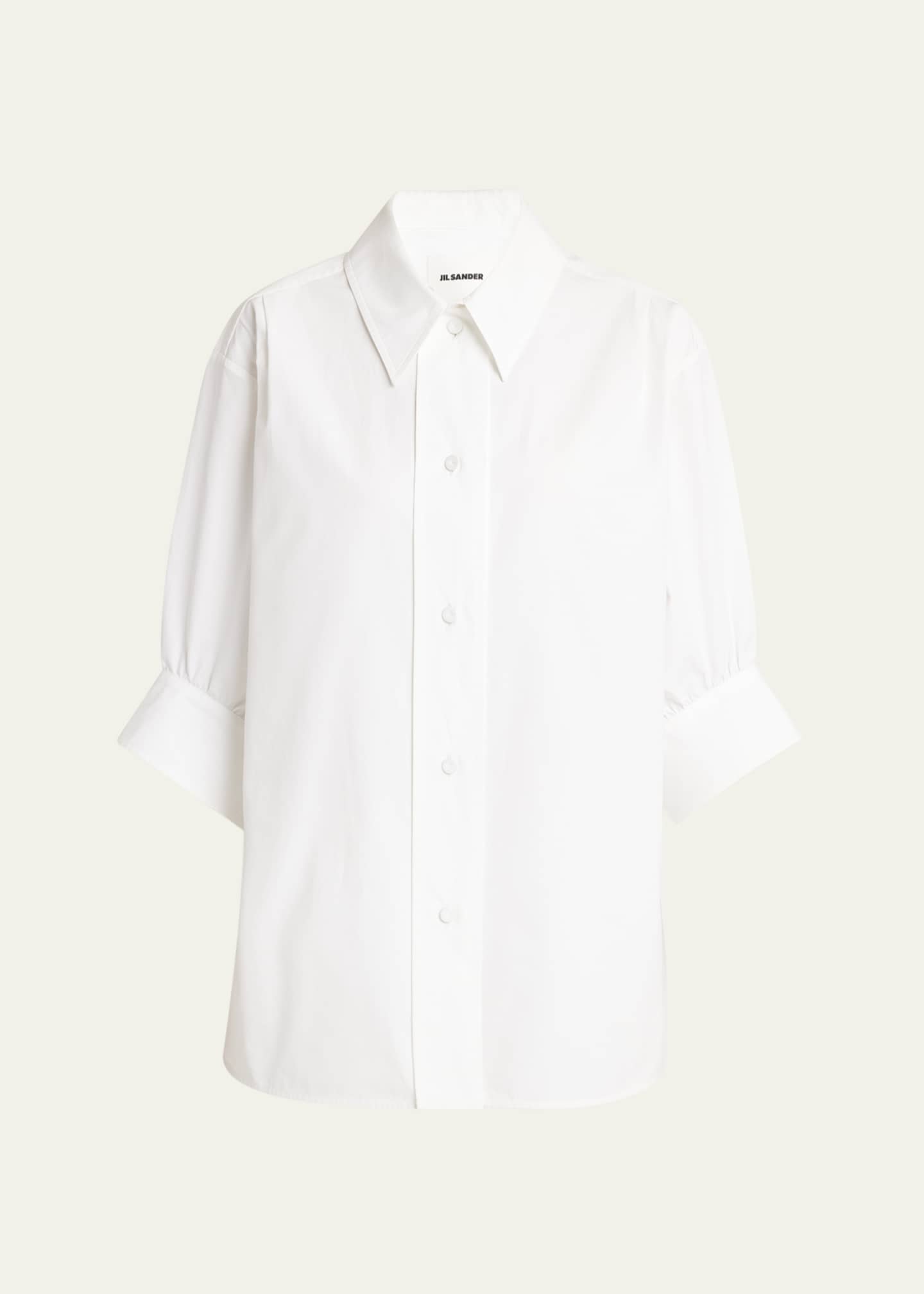 Jil Sander Three-Quarter Sleeve Poplin Blouse Image 1 of 5