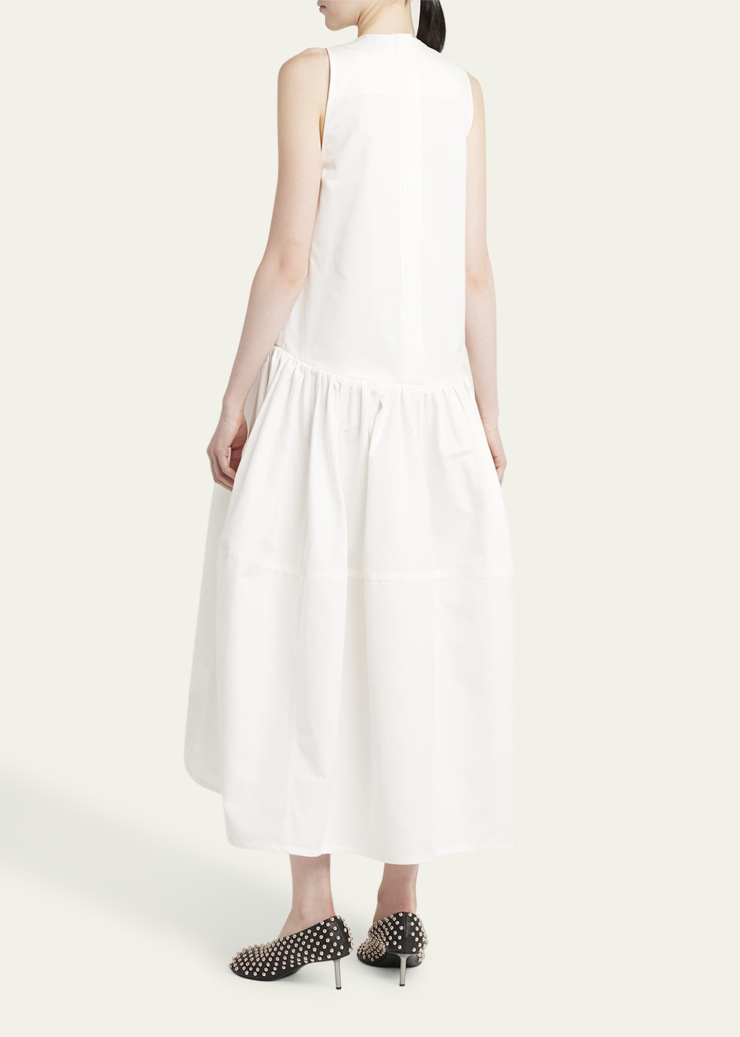 Jil Sander Drop Waist Midi Cotton Dress Image 3 of 5