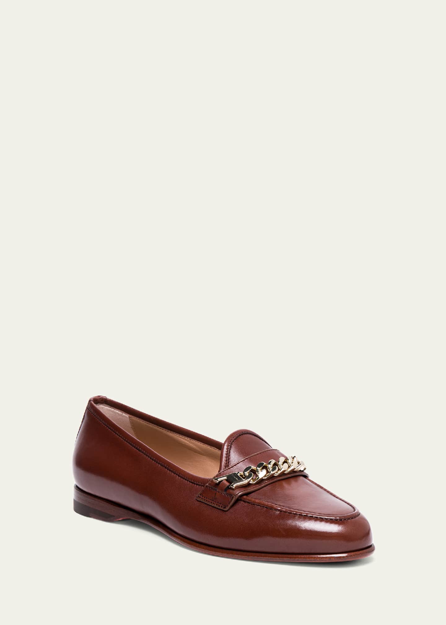 Santoni Andrea Leather Chain Loafers Image 2 of 2