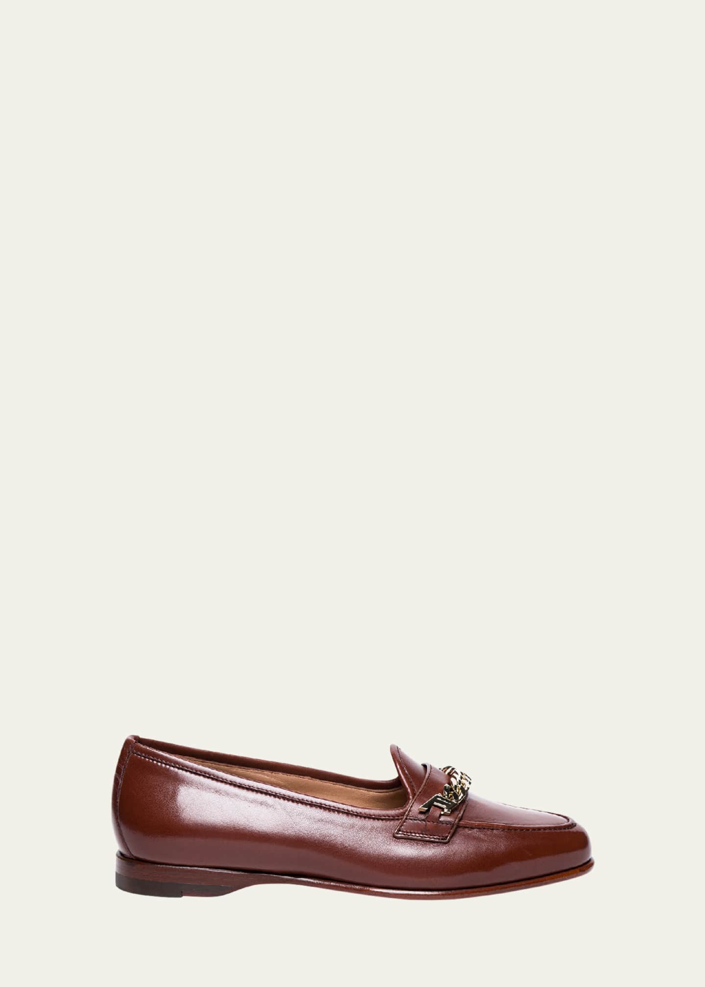 Santoni Andrea Leather Chain Loafers Image 1 of 2