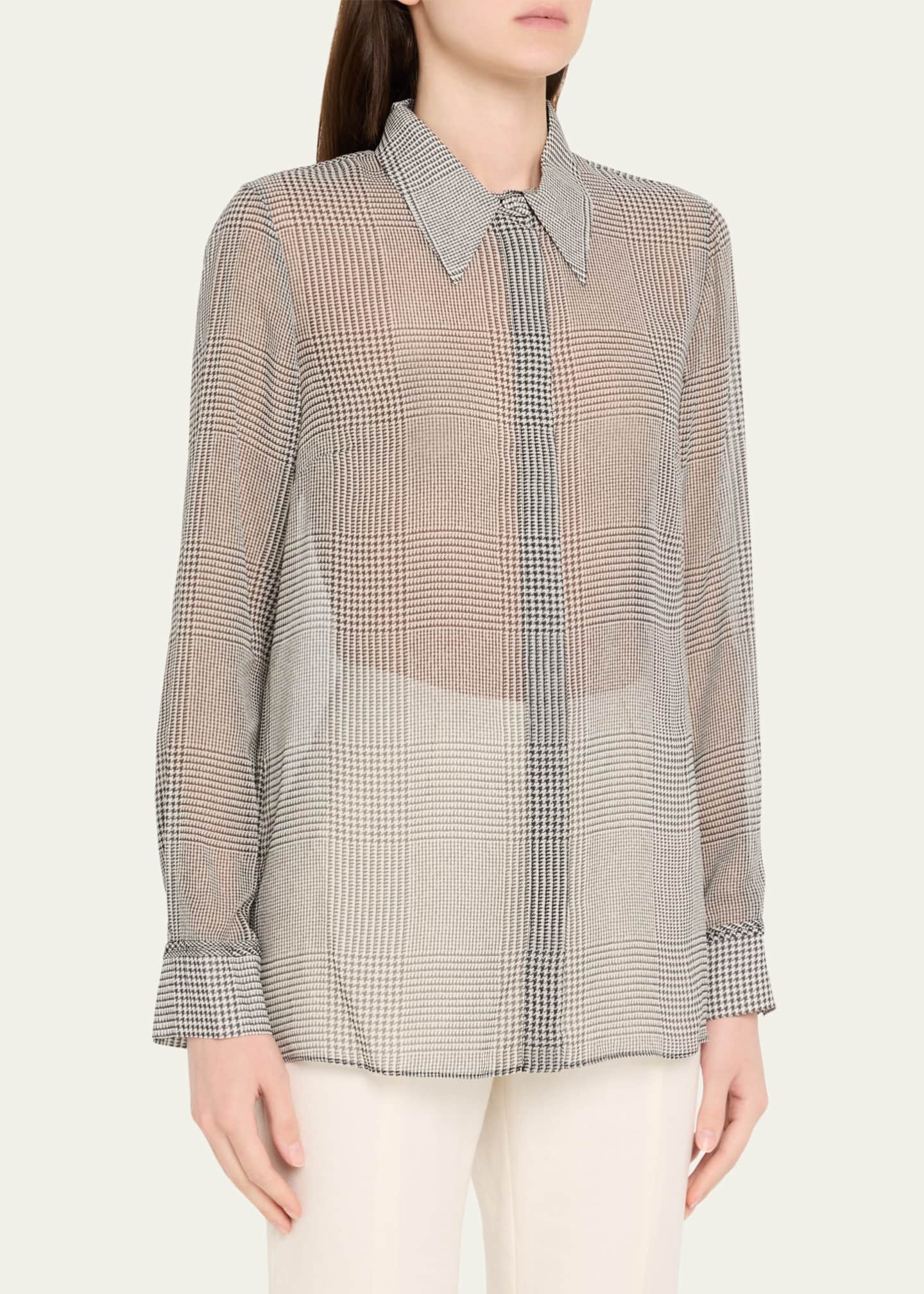 Gabriela Hearst Cruz Prince of Wales Silk Shirt Image 4 of 5