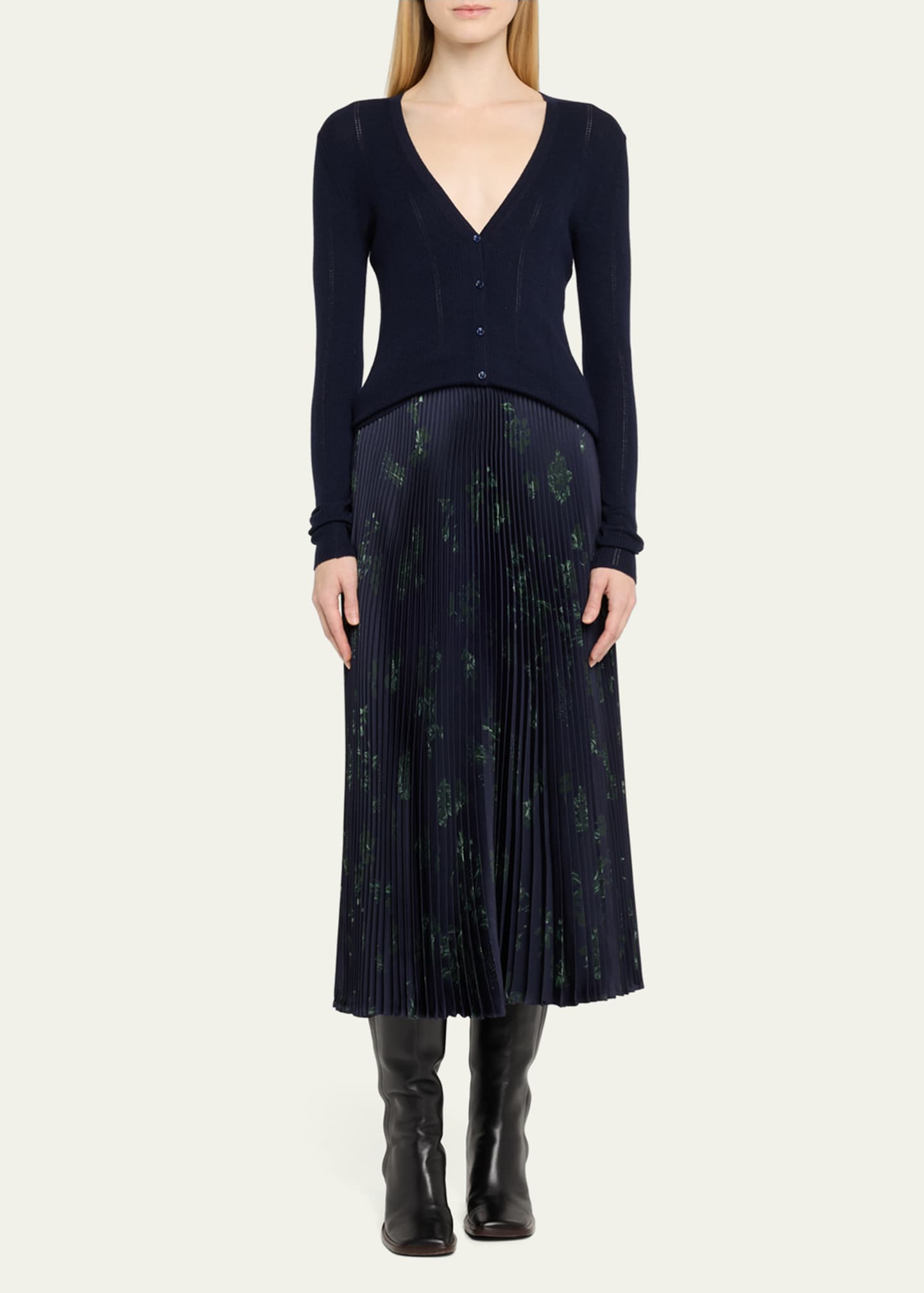 Gabriela Hearst Lillian Slim V-Neck Wool Cardigan Image 2 of 5