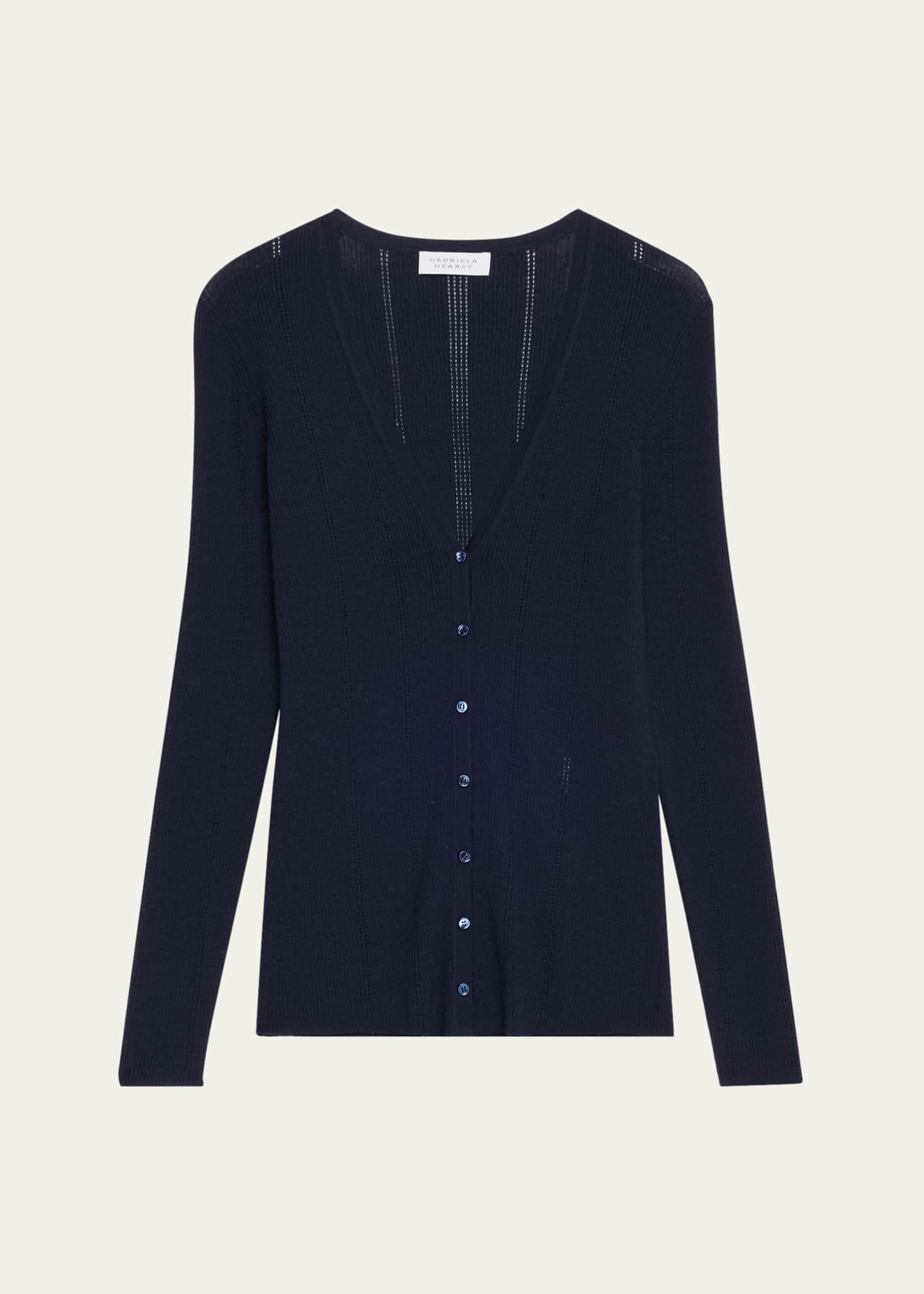 Gabriela Hearst Lillian Slim V-Neck Wool Cardigan Image 1 of 5