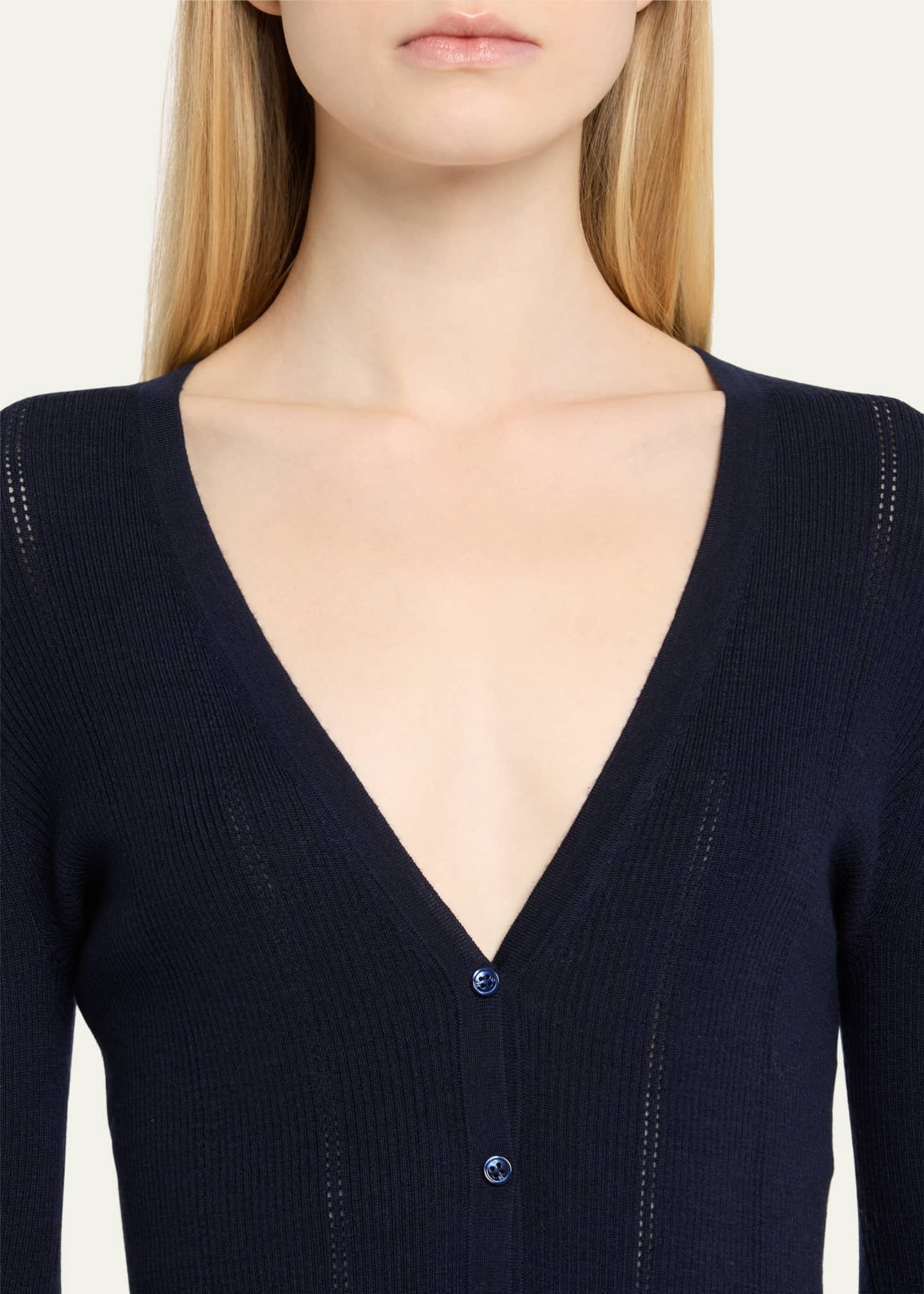 Gabriela Hearst Lillian Slim V-Neck Wool Cardigan Image 5 of 5