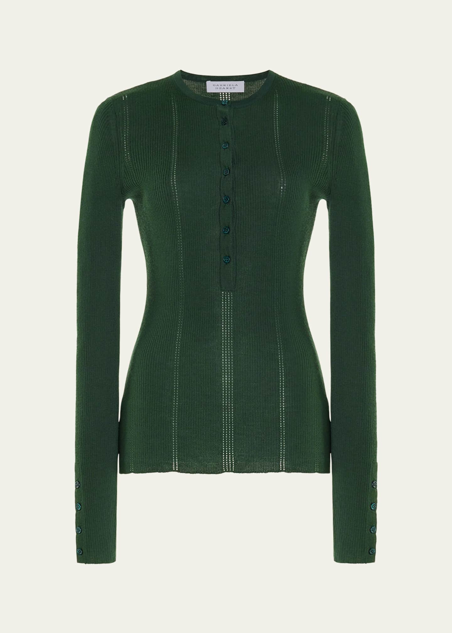 Gabriela Hearst Carolina Henley Wool Top
